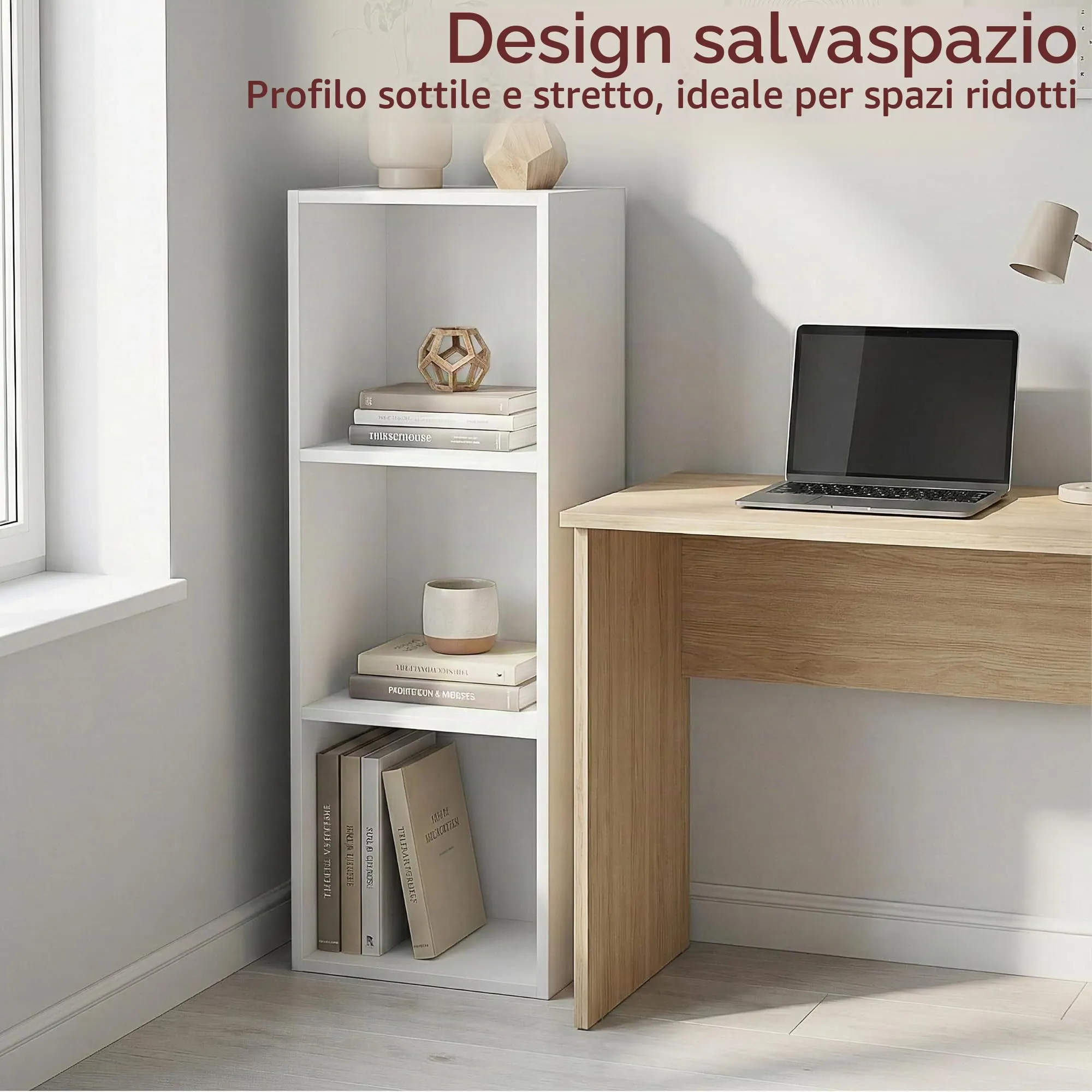 Vida Designs Oxford Libreria a Cubo 3 Ripiani, H80xW32xD24cm (Bianco) - immagine 2