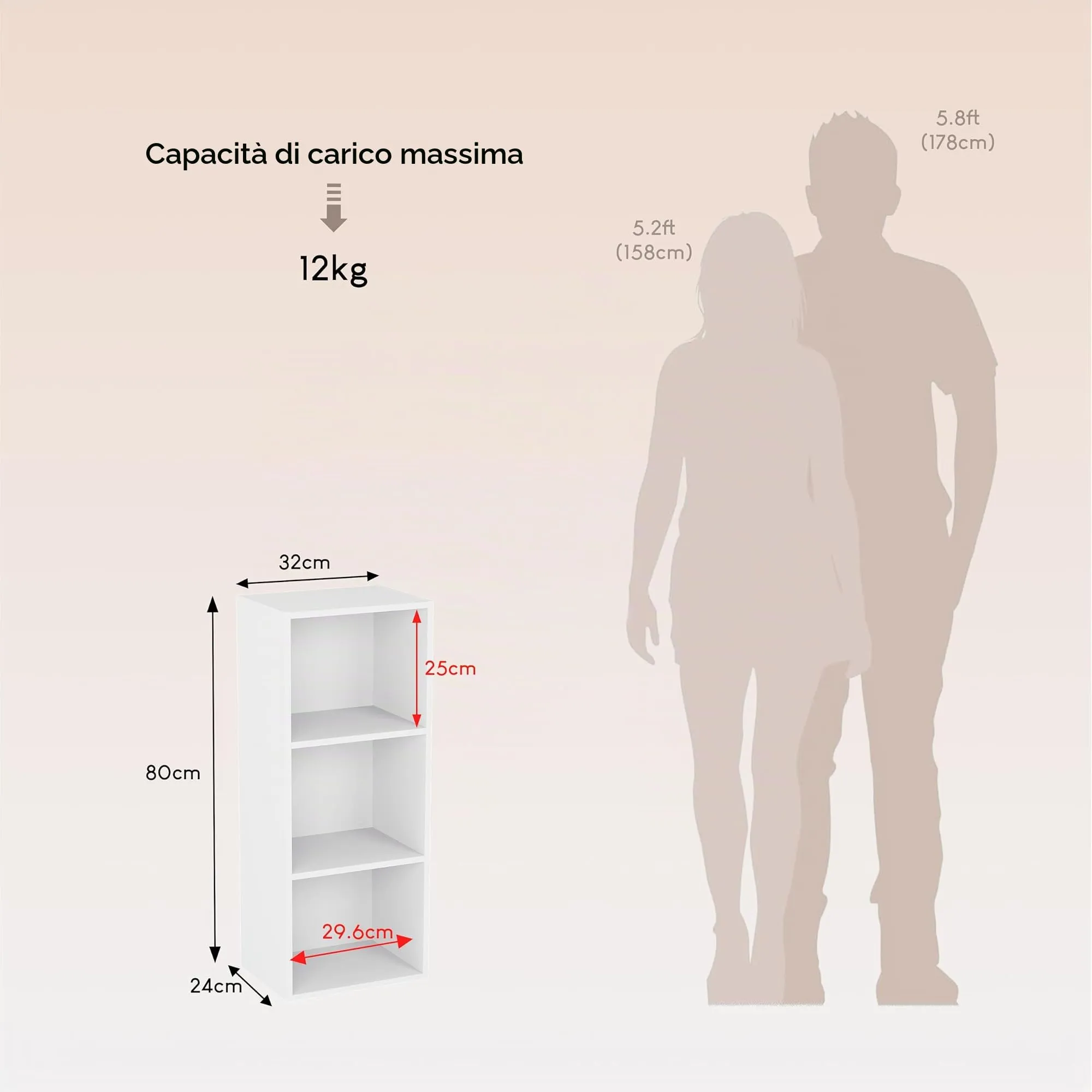 Vida Designs Oxford Libreria a Cubo 3 Ripiani, H80xW32xD24cm (Bianco) - immagine 7