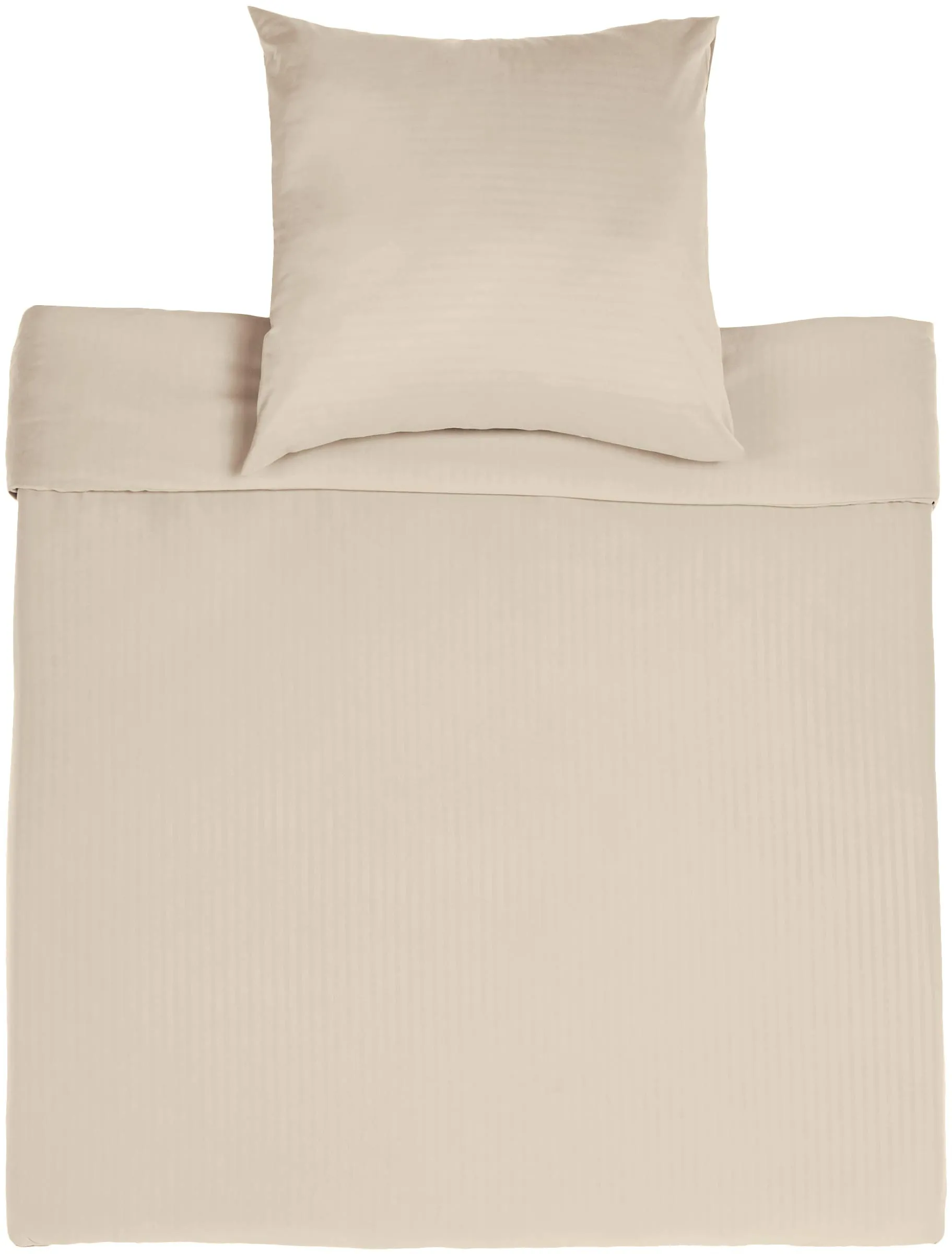 Amazon Basics Set Copripiumino Singolo in Microfibra, 2 Pezzi, 135 x 200 cm e Federa 80 x 80 cm, Beige a Righe - immagine 2