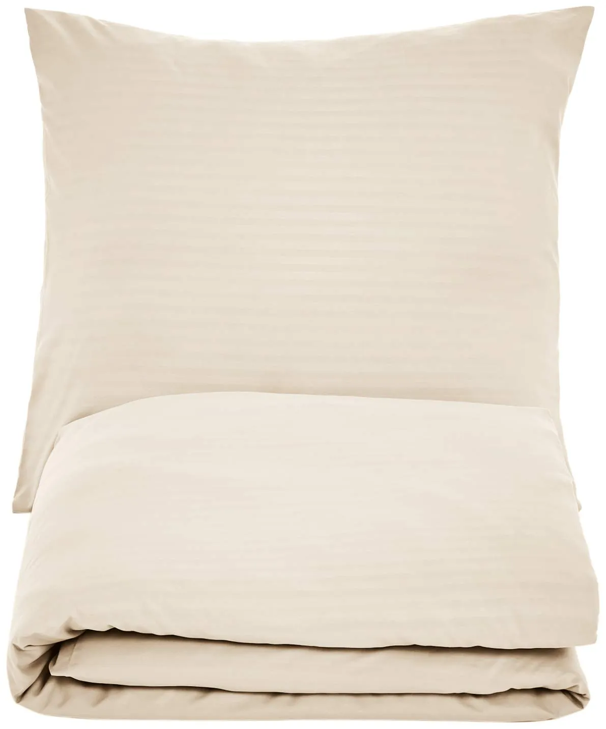 Amazon Basics Set Copripiumino Singolo in Microfibra, 2 Pezzi, 135 x 200 cm e Federa 80 x 80 cm, Beige a Righe - immagine 3