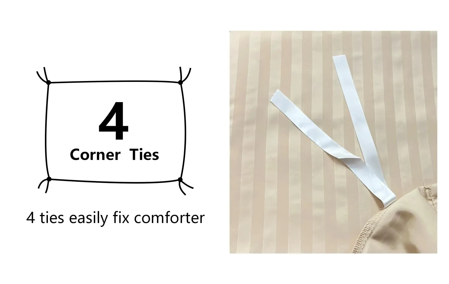 Amazon Basics Set Copripiumino Singolo in Microfibra, 2 Pezzi, 135 x 200 cm e Federa 80 x 80 cm, Beige a Righe - immagine 4