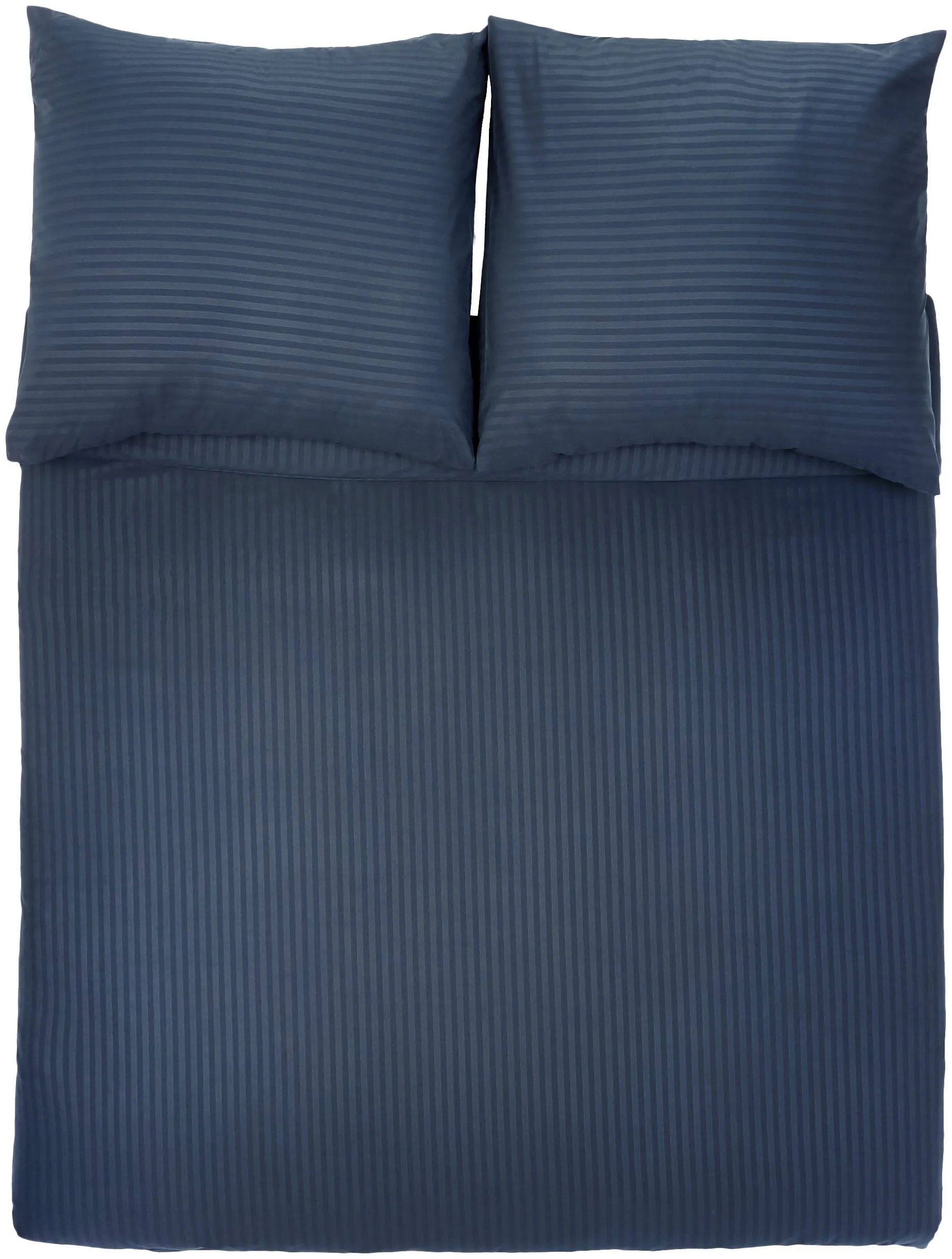 Amazon Basics Set Copripiumino Matrimoniale in Microfibra, 3 Pezzi, Blu Navy a Righe, 240 x 220 cm e 2 Federe 65 x 65 cm - immagine 2