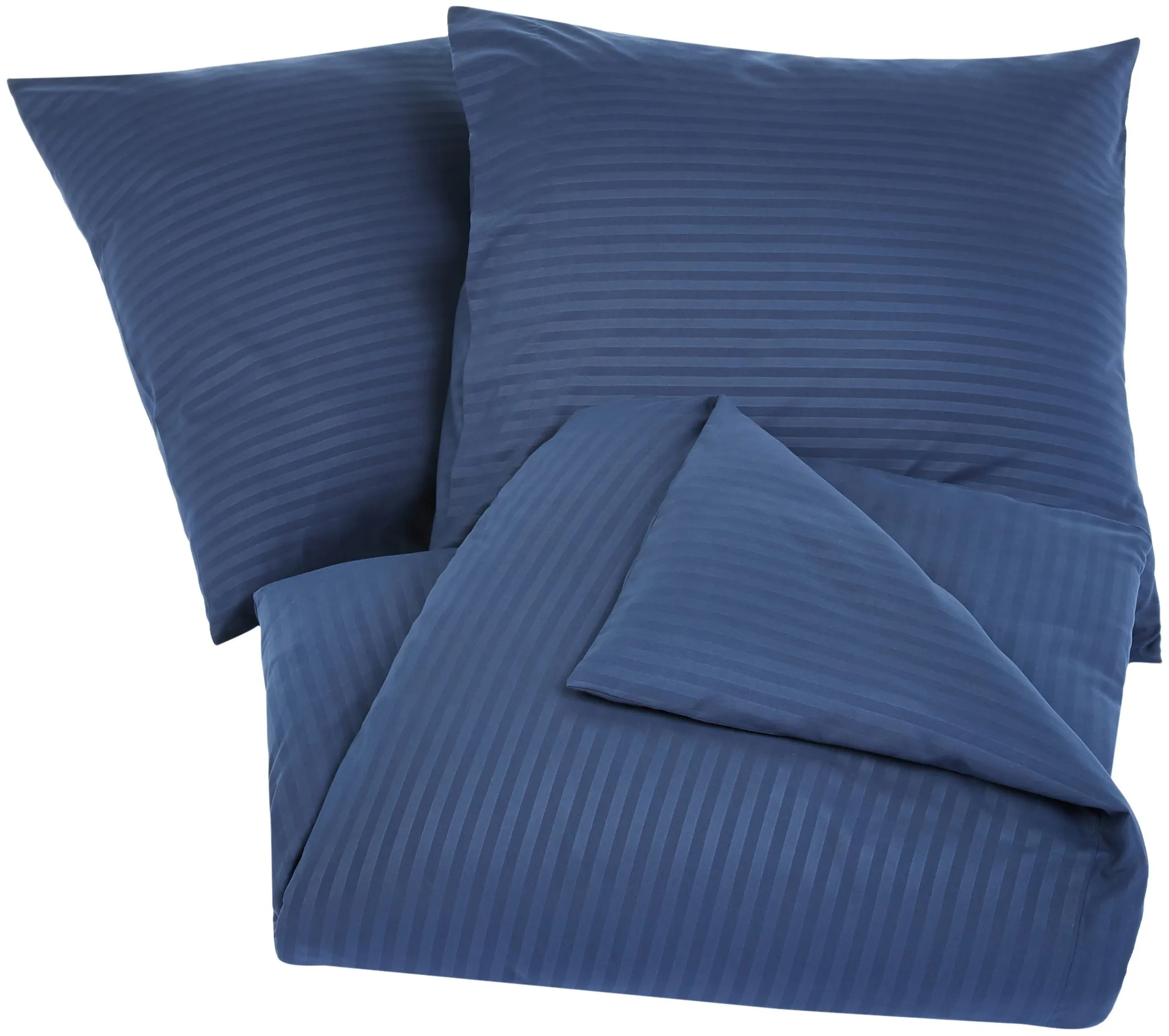 Amazon Basics Set Copripiumino Matrimoniale in Microfibra, 3 Pezzi, Blu Navy a Righe, 240 x 220 cm e 2 Federe 65 x 65 cm - immagine 3