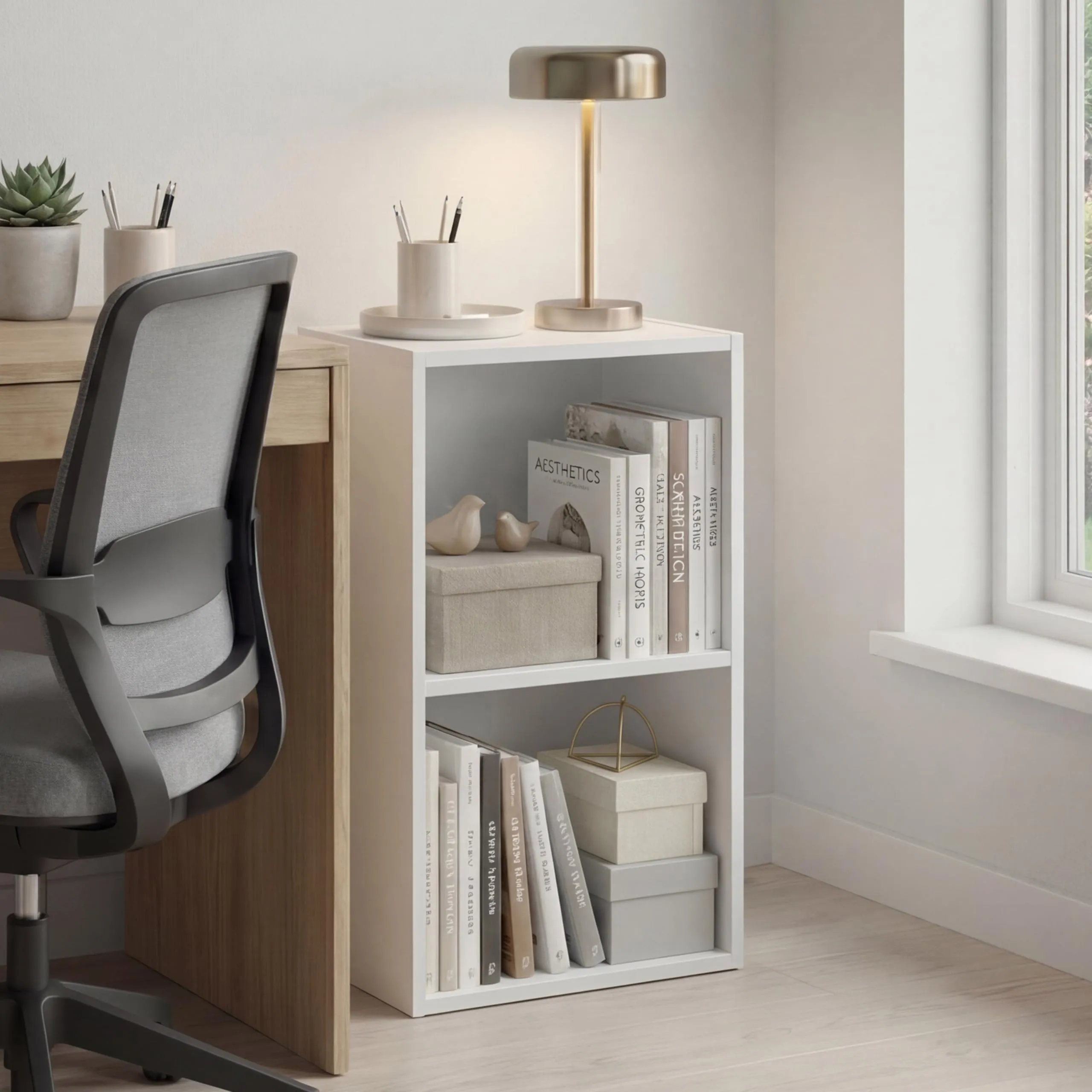 Vida Designs Oxford Libreria a cubi a 2 ripiani in legno, Bianco - immagine 2