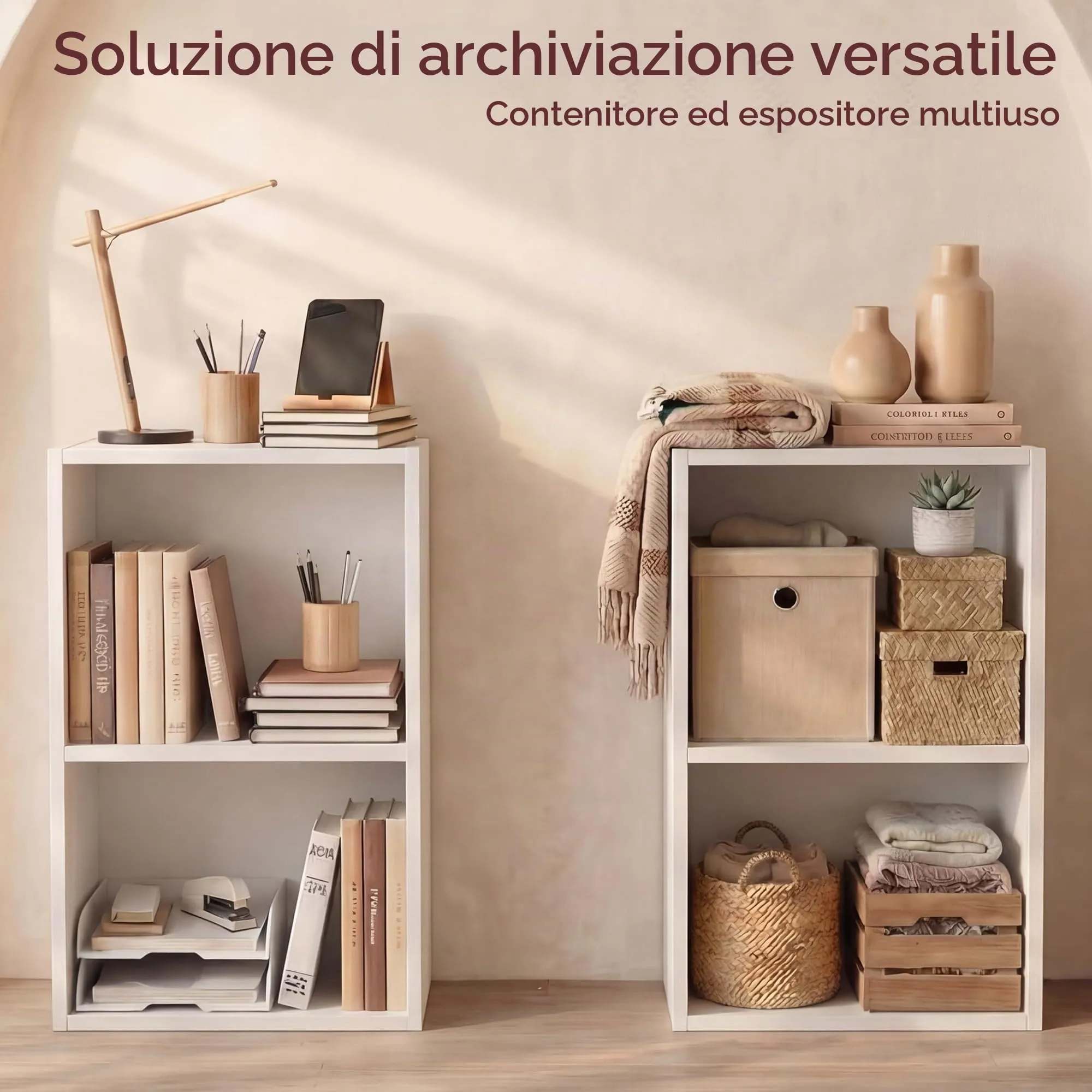Vida Designs Oxford Libreria a cubi a 2 ripiani in legno, Bianco - immagine 4