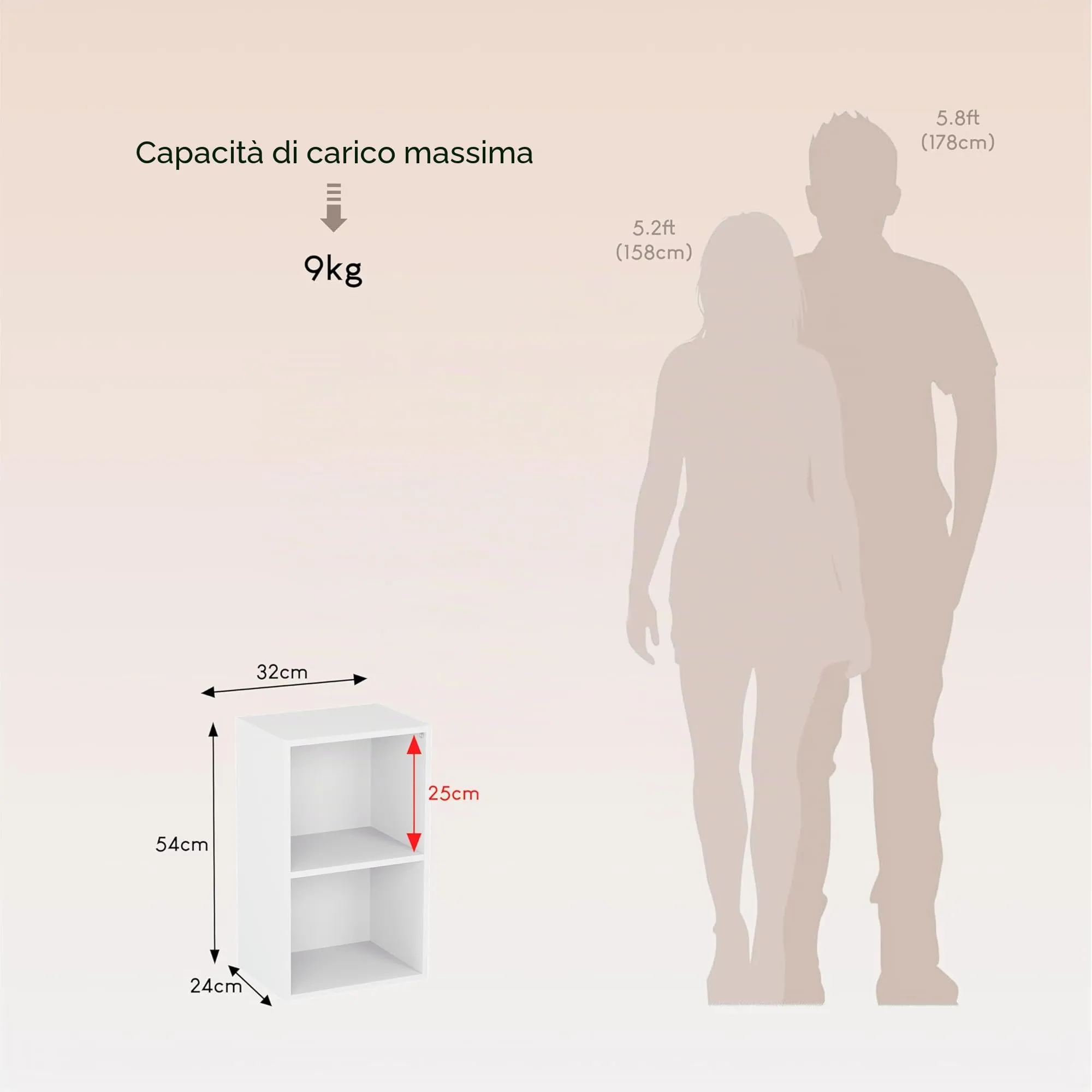 Vida Designs Oxford Libreria a cubi a 2 ripiani in legno, Bianco - immagine 8
