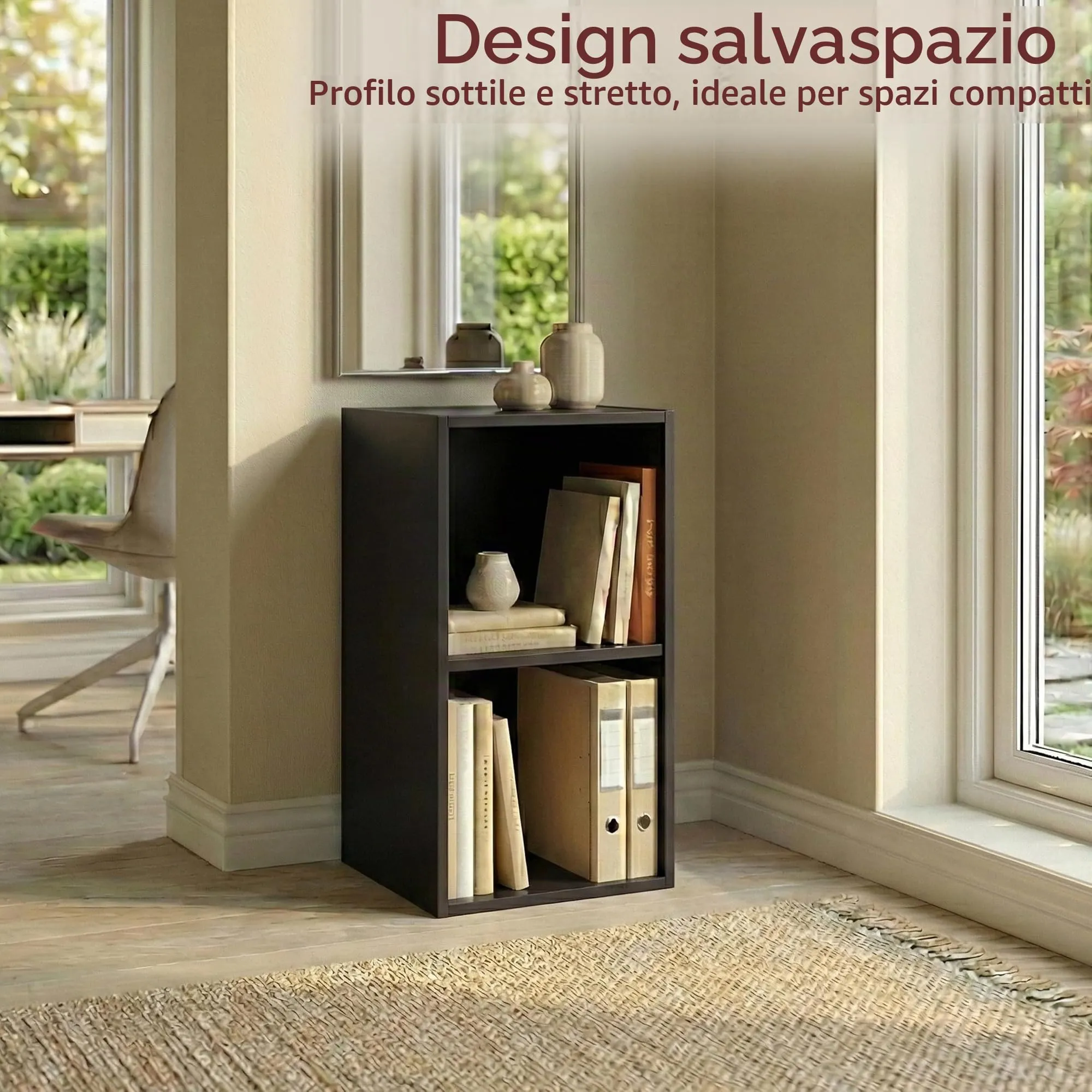 Vida Designs Oxford Libreria a Cubo 2 Ripiani, H54xW32xD24cm (Nero) - immagine 2