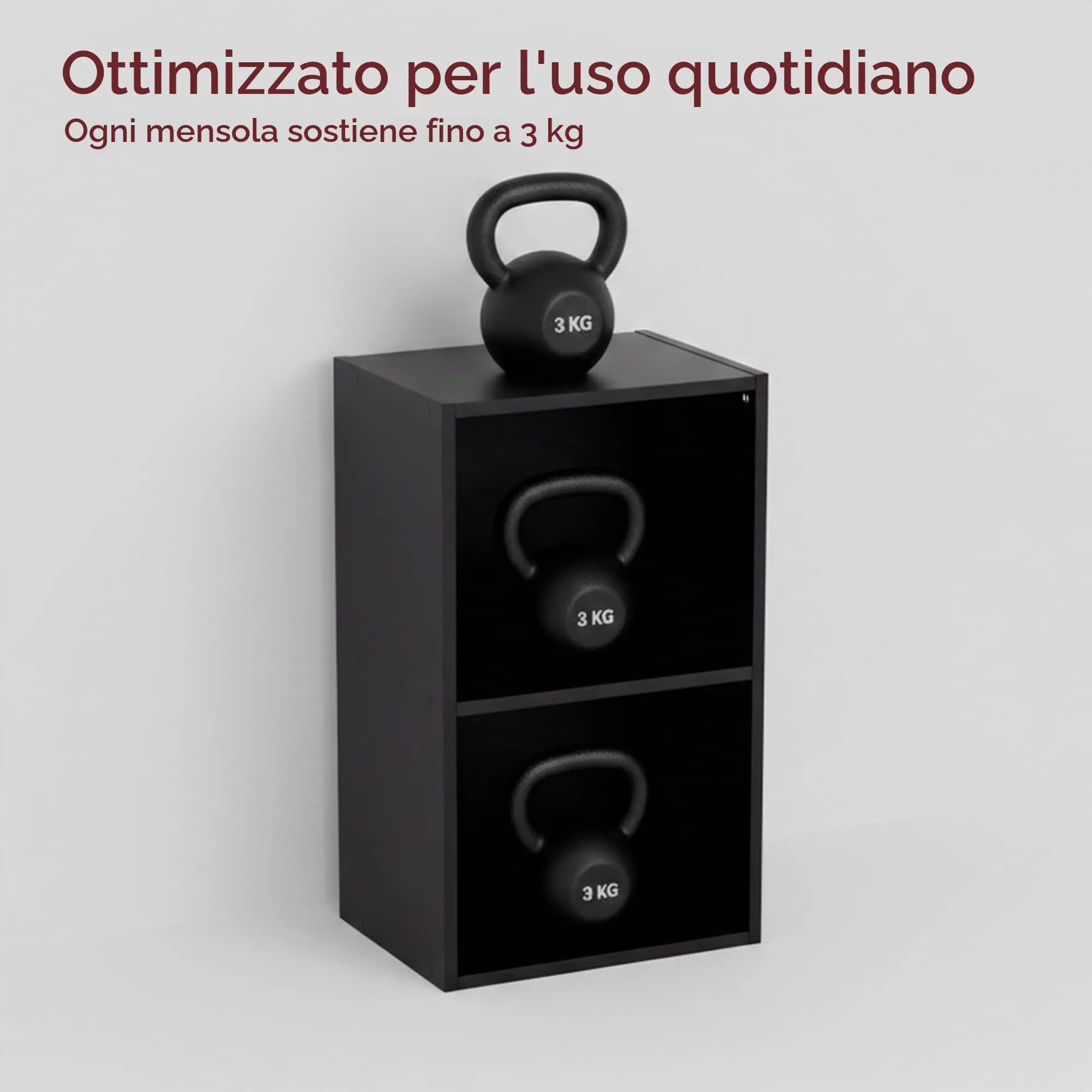 Vida Designs Oxford Libreria a Cubo 2 Ripiani, H54xW32xD24cm (Nero) - immagine 4