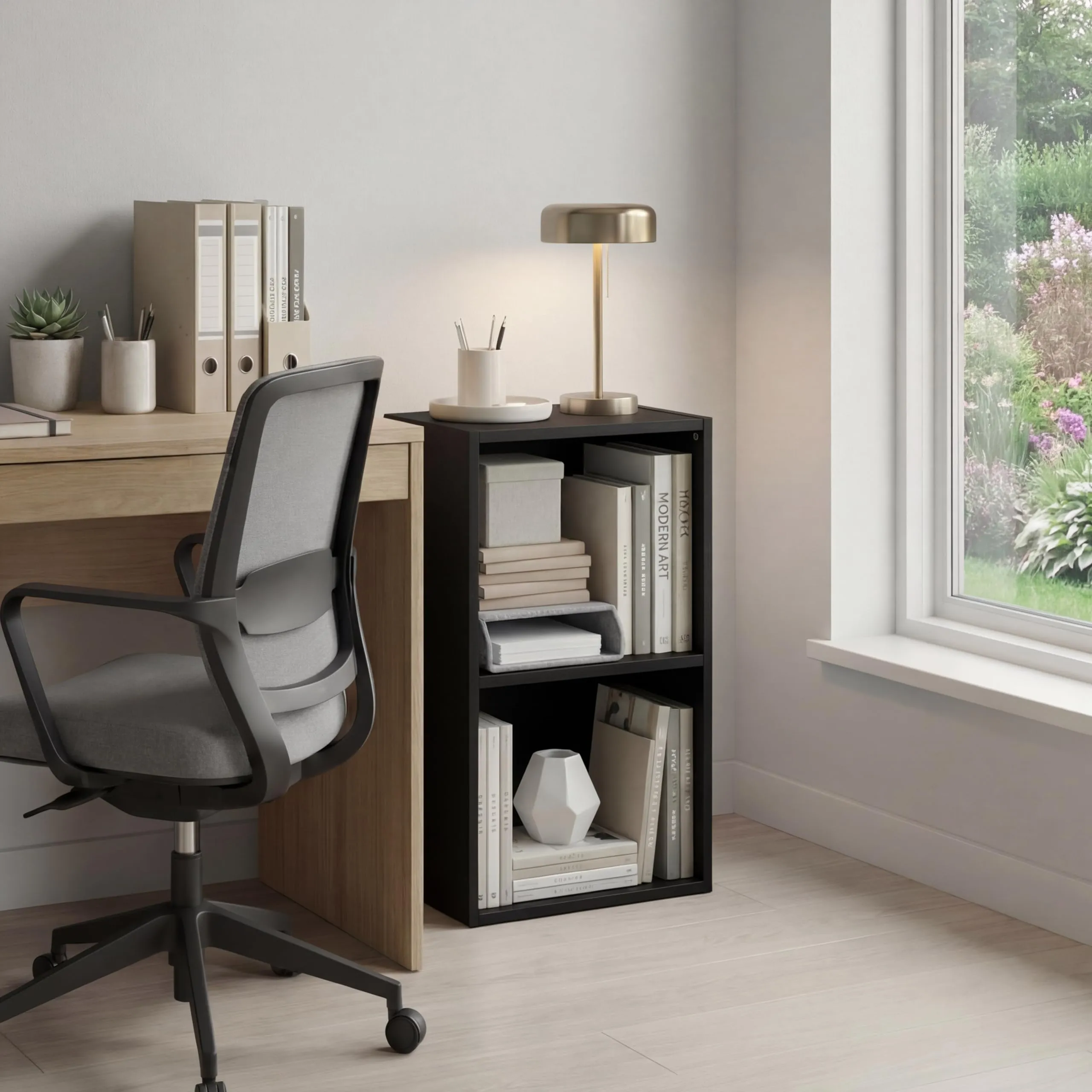 Vida Designs Oxford Libreria a Cubo 2 Ripiani, H54xW32xD24cm (Nero) - immagine 8