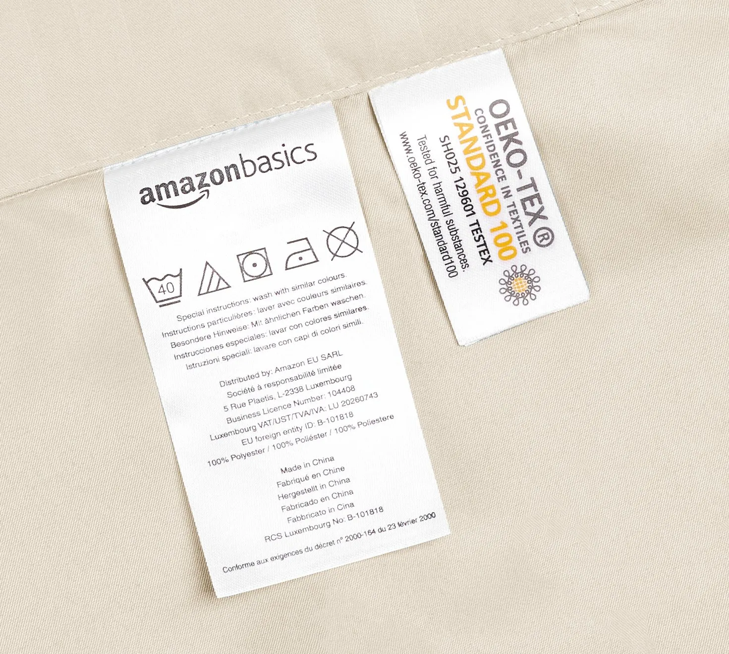 Amazon Basics Set Copripiumino Matrimoniale in Microfibra, 3 Pezzi, 230 x 220 cm, Beige a Righe - immagine 5