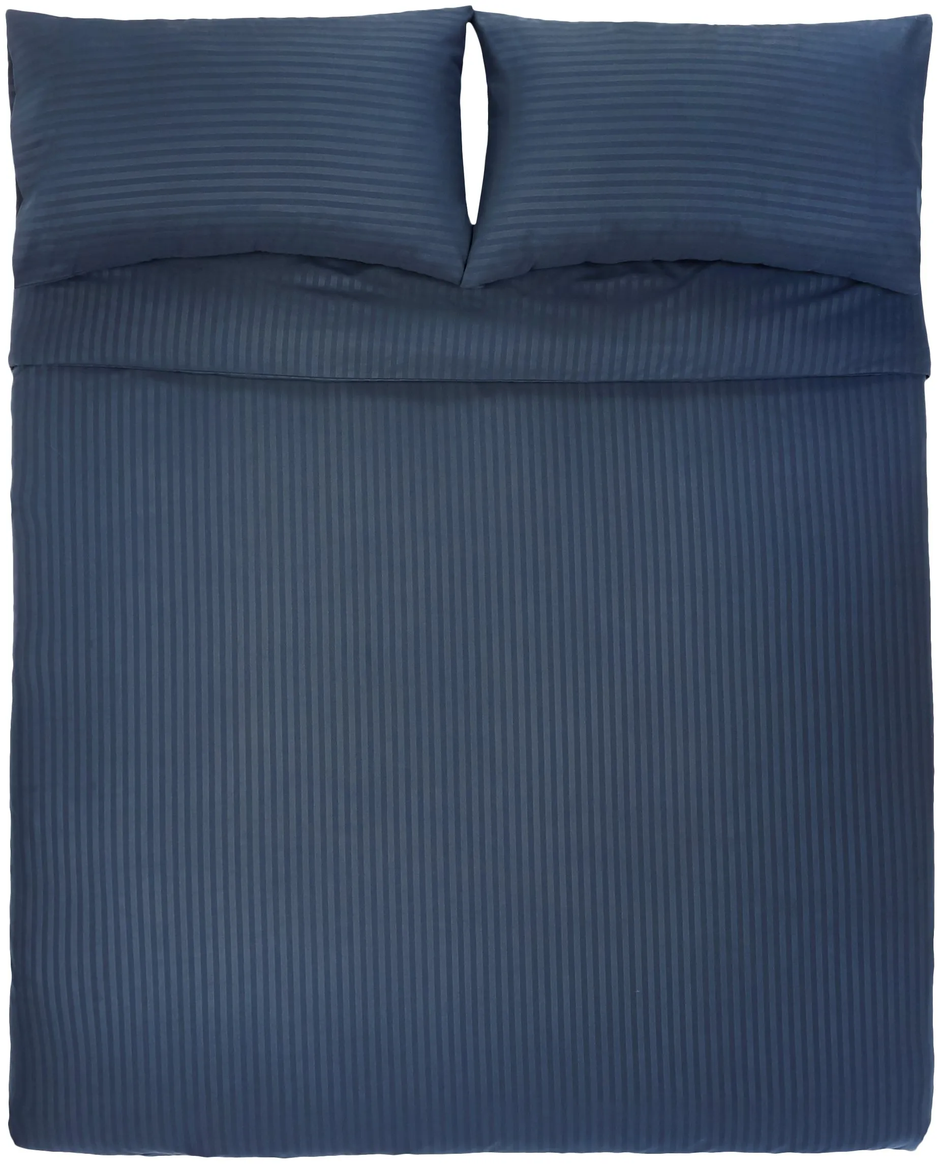Amazon Basics Set Copripiumino Una Piazza e Mezza in Microfibra, 3 Pezzi, 200 x 200 cm e 2 Federe 50 x 80 cm, Blu Navy a Righe - immagine 2