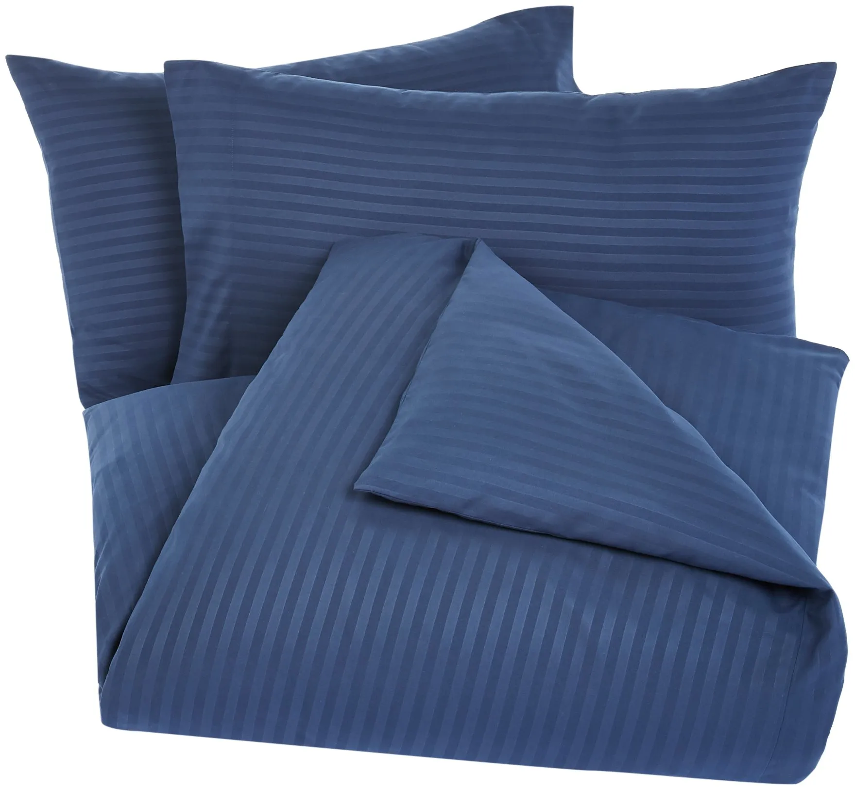 Amazon Basics Set Copripiumino Una Piazza e Mezza in Microfibra, 3 Pezzi, 200 x 200 cm e 2 Federe 50 x 80 cm, Blu Navy a Righe - immagine 3