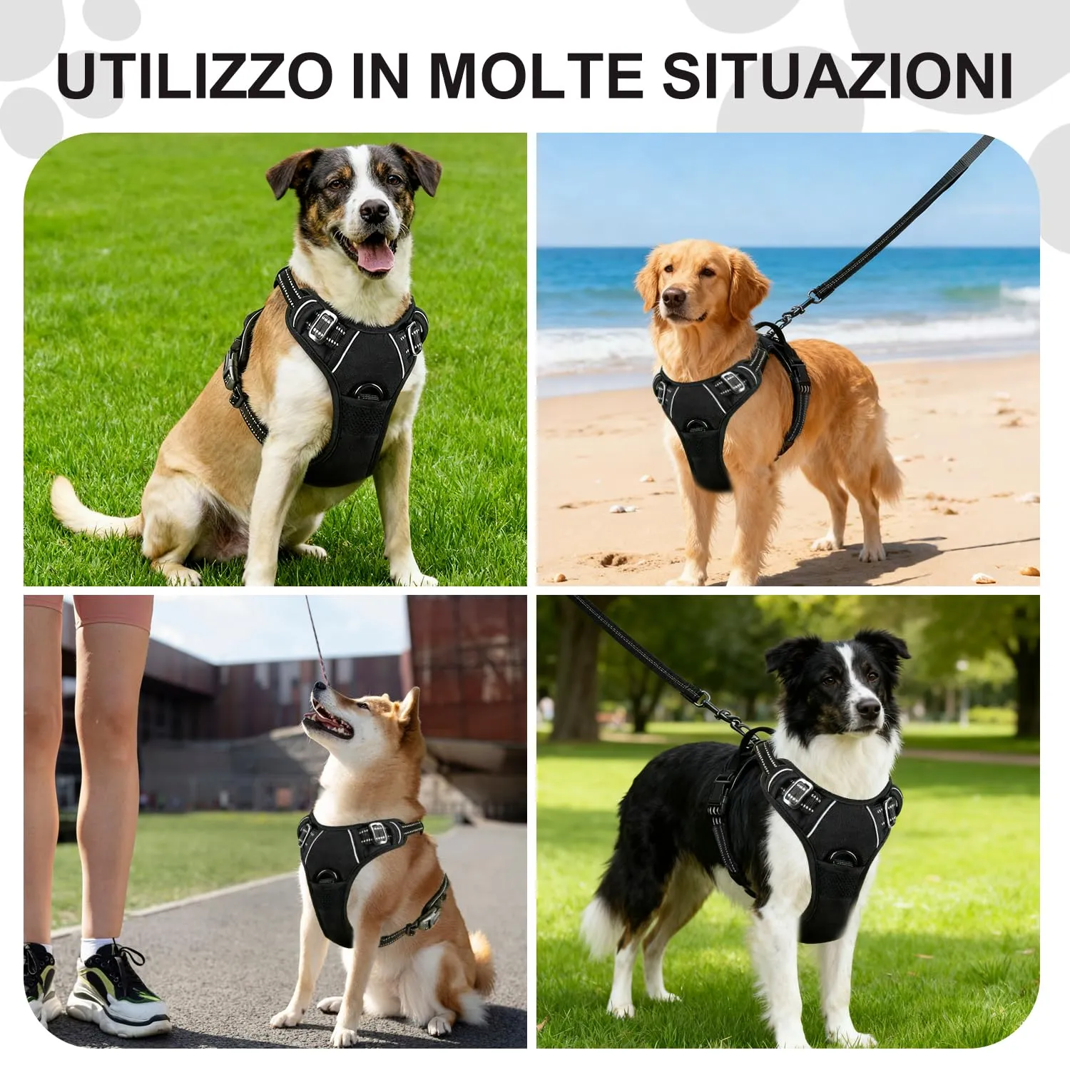 CUEMOON Pettorina per Cani Anti Tiro Riflettente, Nero, M - immagine 6
