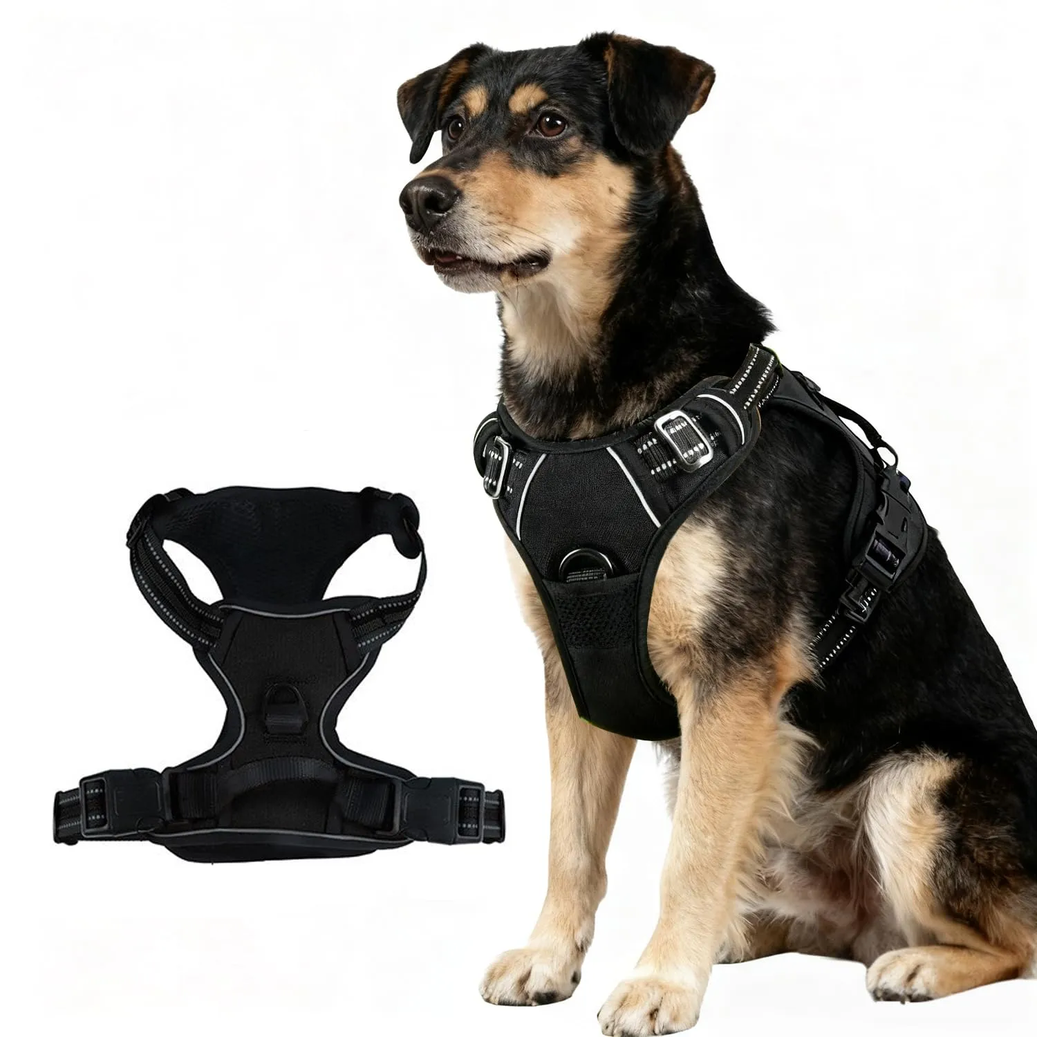 CUEMOON Pettorina per Cani Anti Tiro Riflettente, Nero, L - immagine 1