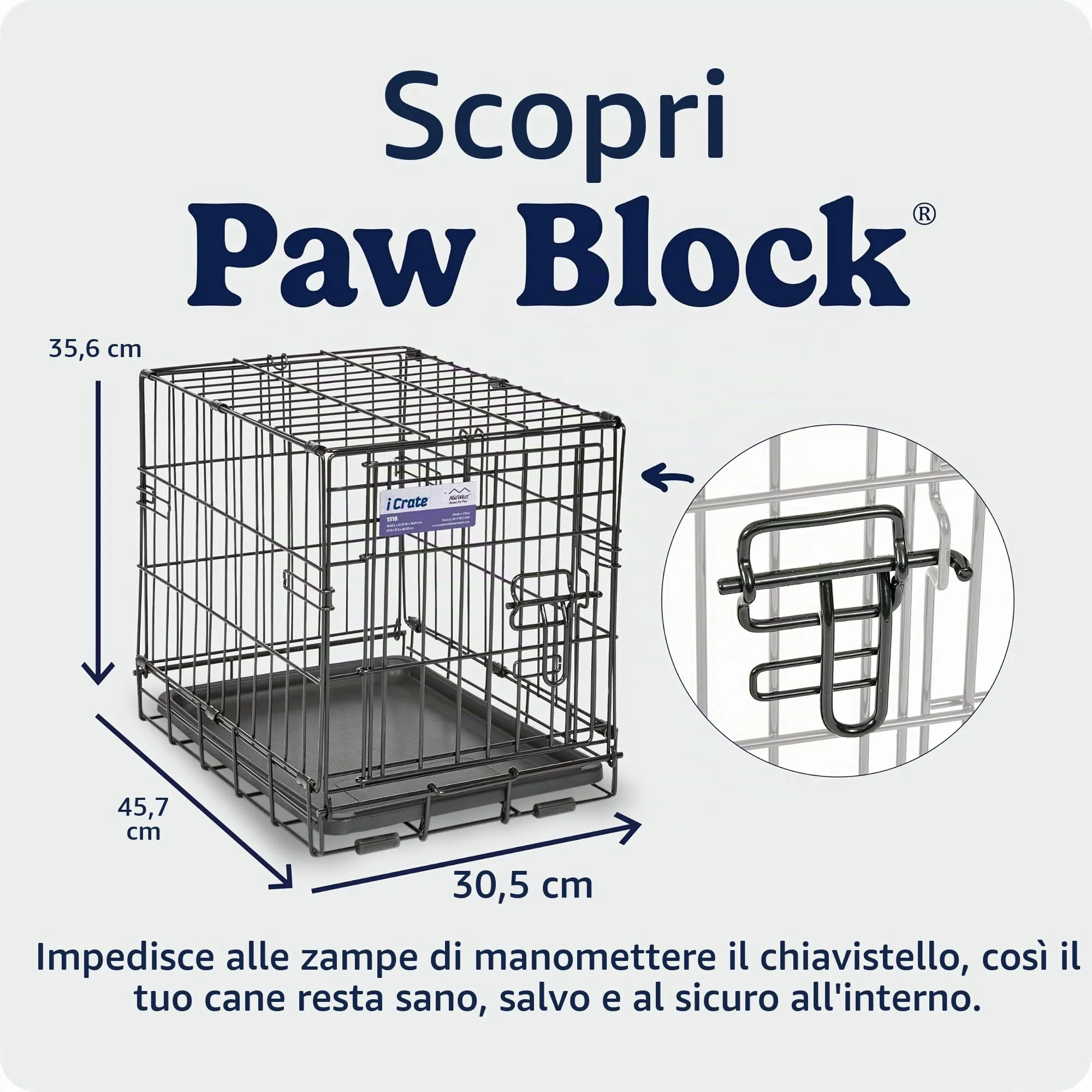 MidWest Homes for Pets iCrate Gabbia per cani a porta singola, nero, mod. 1518 - immagine 5