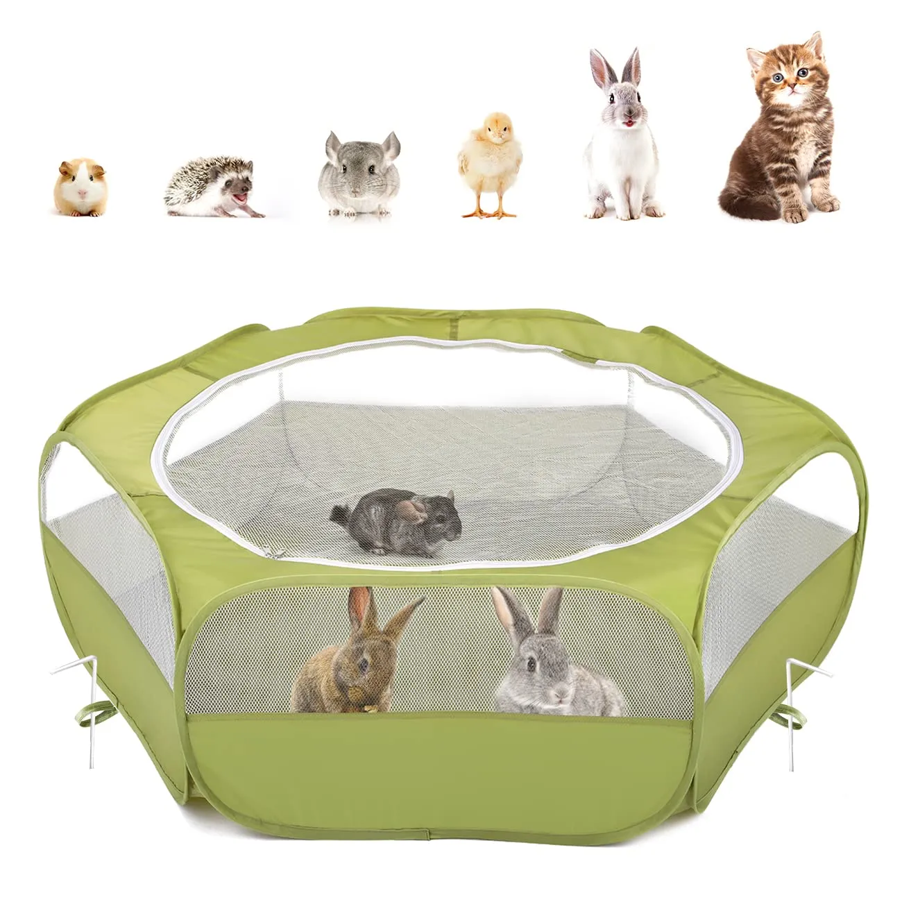Pawaboo Recinto per Piccoli Animali con Zip, Verde - immagine 1