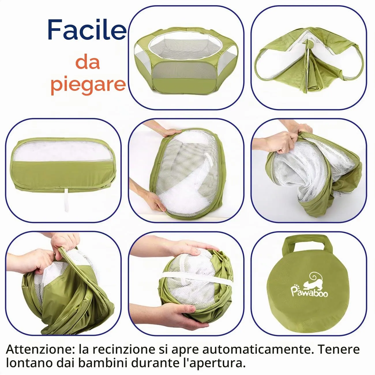 Pawaboo Recinto per Piccoli Animali con Zip, Verde - immagine 2