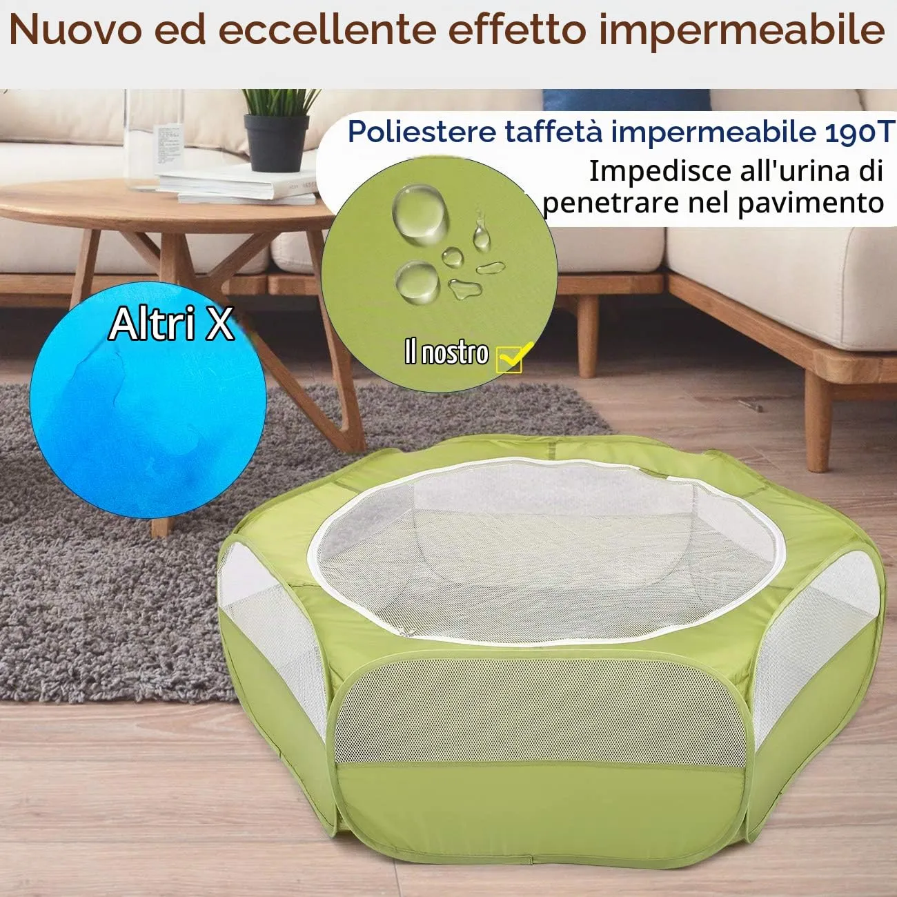 Pawaboo Recinto per Piccoli Animali con Zip, Verde - immagine 4
