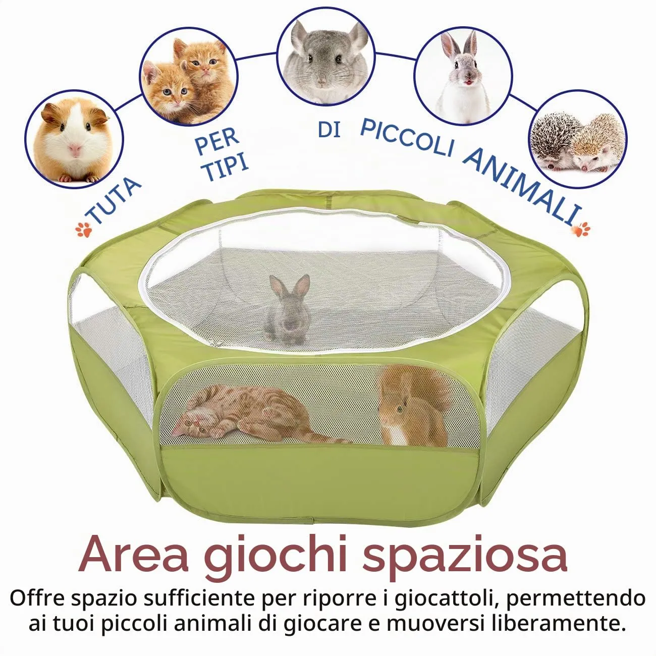 Pawaboo Recinto per Piccoli Animali con Zip, Verde - immagine 7