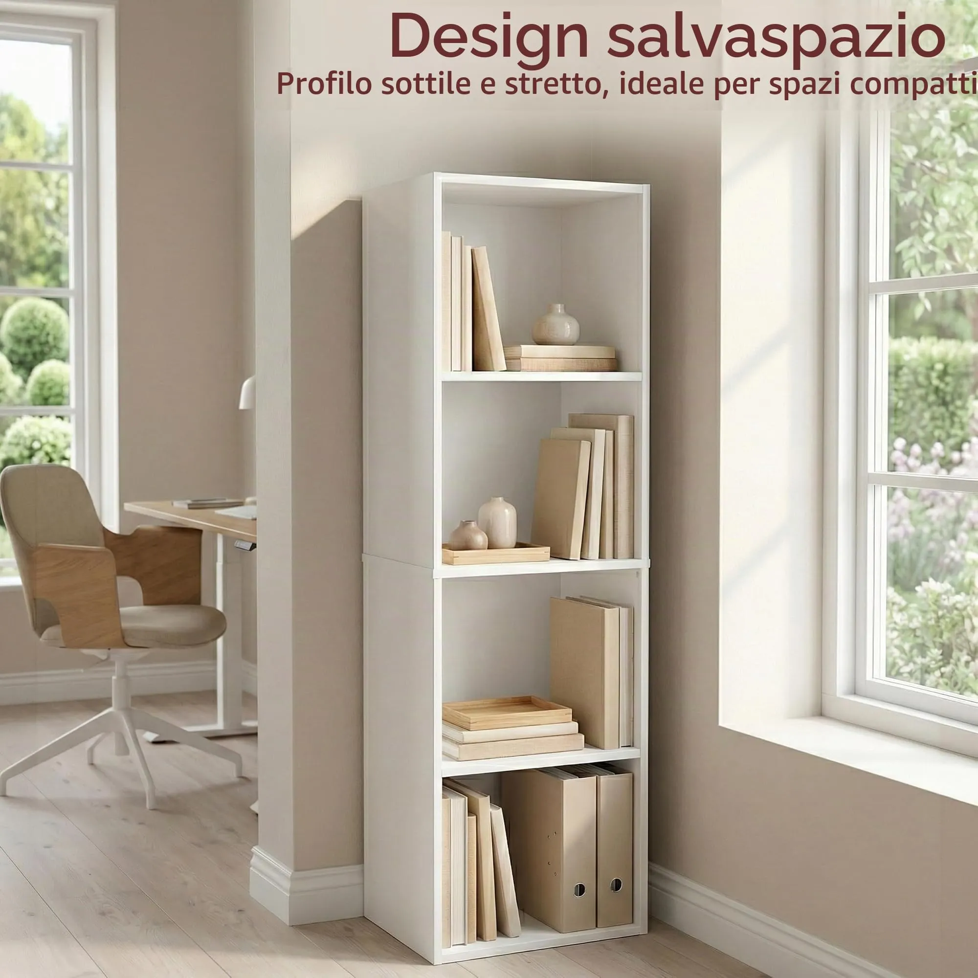 Vida Designs Oxford Libreria a cubi a 4 ripiani in Legno, Bianco - immagine 2