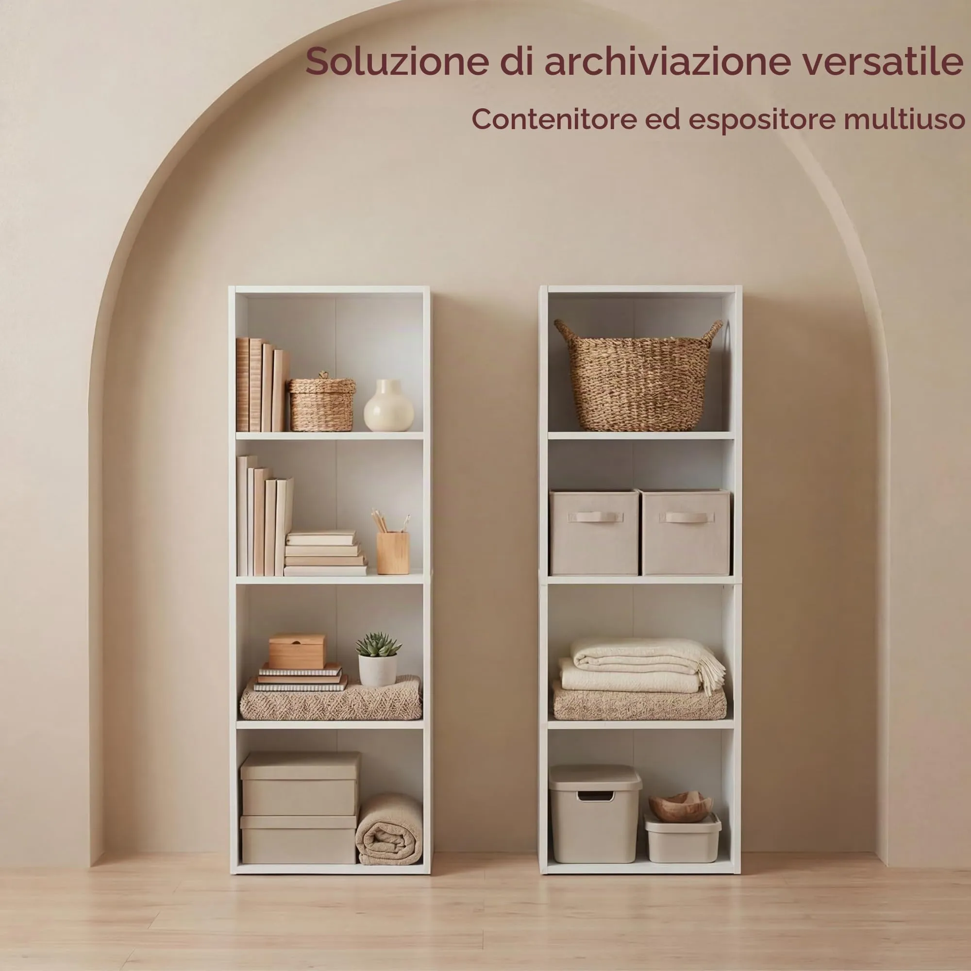 Vida Designs Oxford Libreria a cubi a 4 ripiani in Legno, Bianco - immagine 3