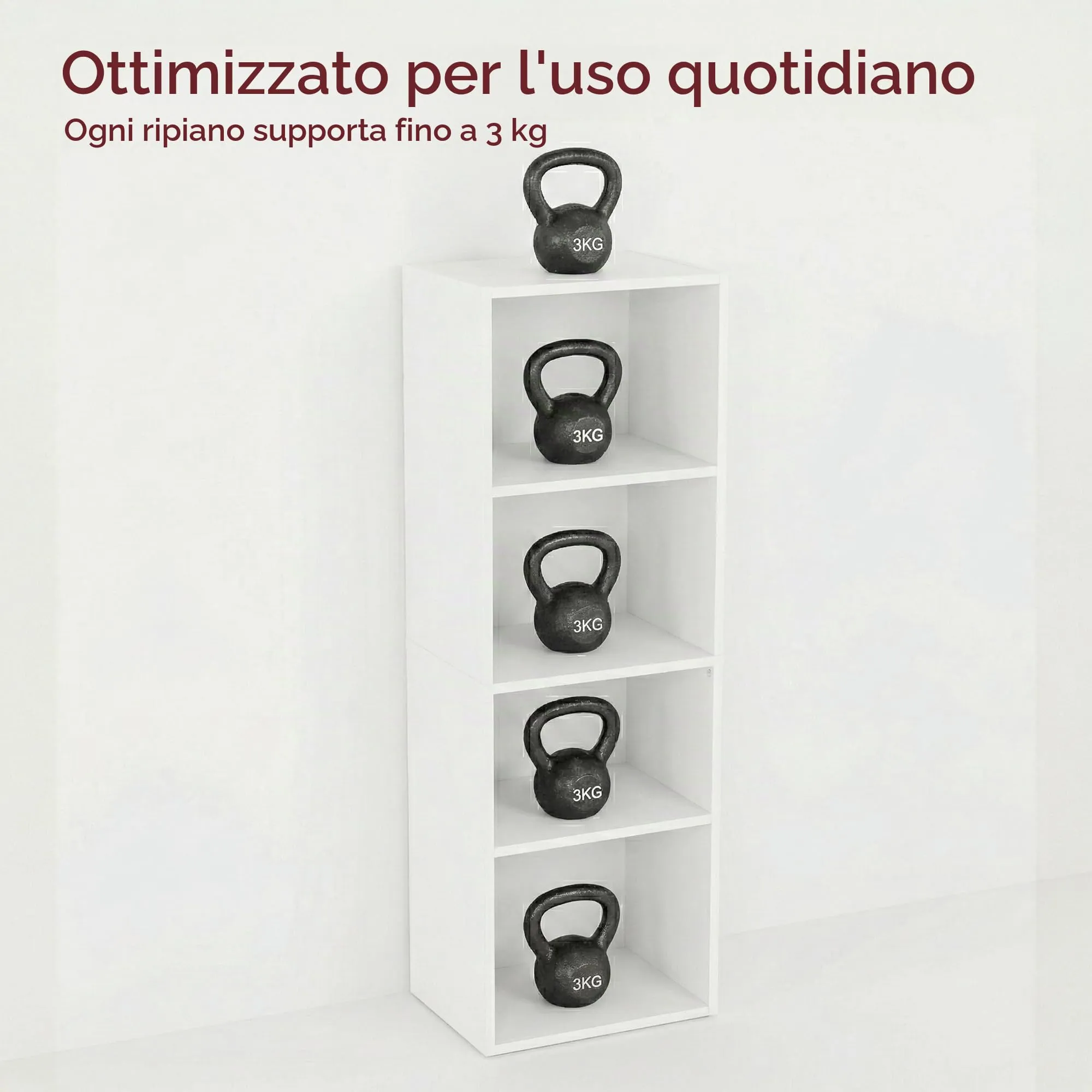 Vida Designs Oxford Libreria a cubi a 4 ripiani in Legno, Bianco - immagine 4