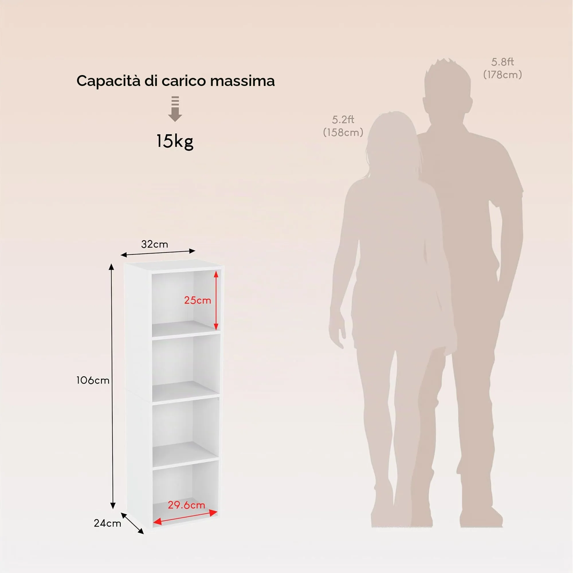 Vida Designs Oxford Libreria a cubi a 4 ripiani in Legno, Bianco - immagine 6