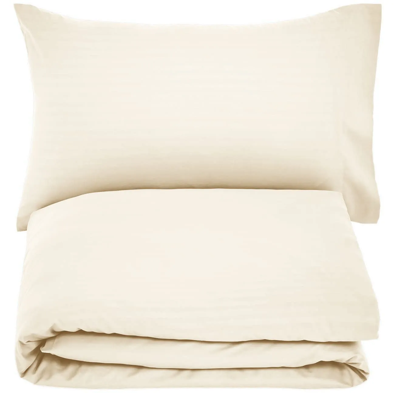 Amazon Basics Set Copripiumino Singolo in Microfibra, 2 Pezzi, Beige a Righe, 135 x 200 cm e Federa 50 x 80 cm - immagine 1