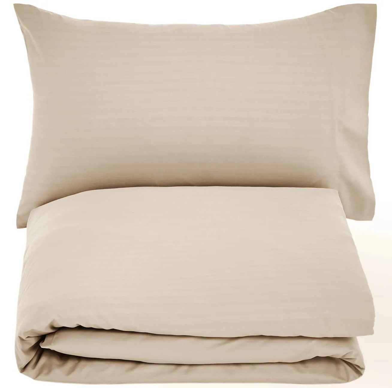 Amazon Basics Set Copripiumino Singolo in Microfibra, 2 Pezzi, Beige a Righe, 135 x 200 cm e Federa 50 x 80 cm - immagine 3