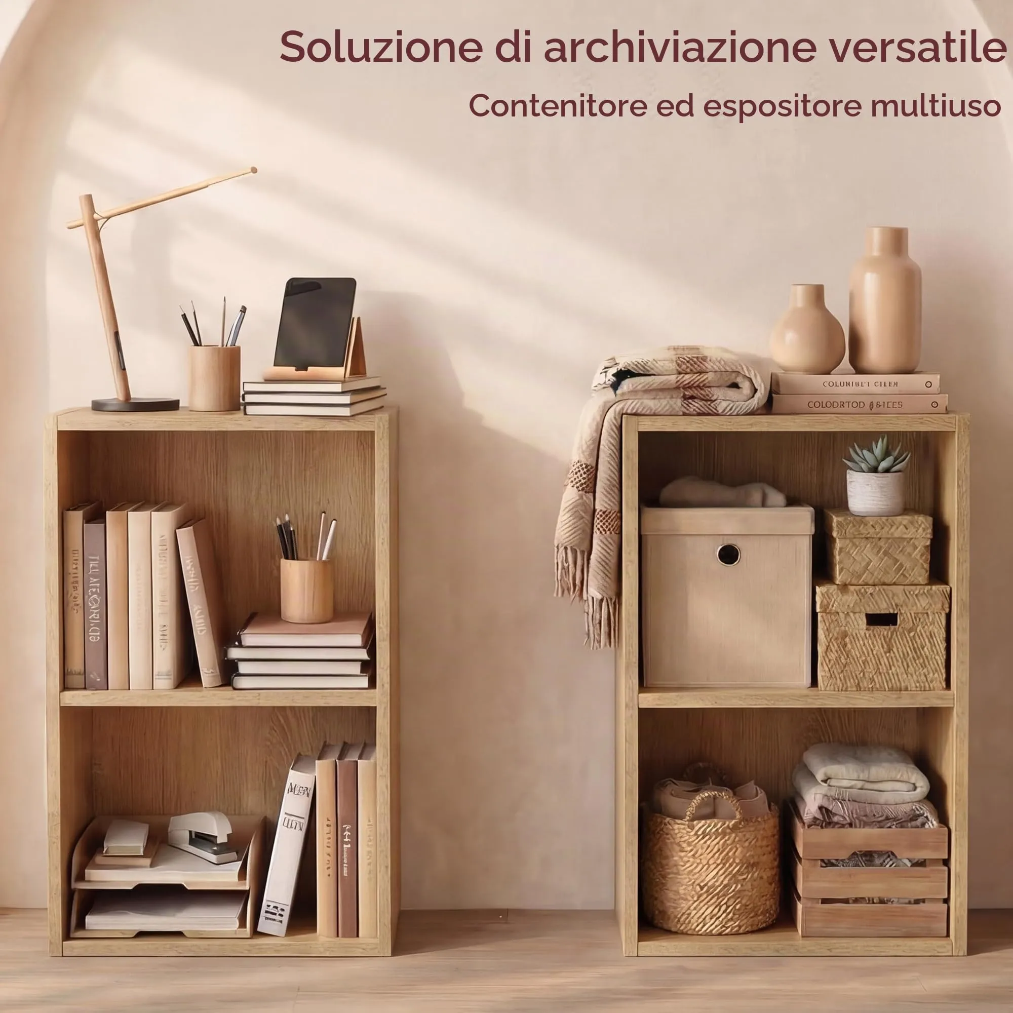 Vida Designs Oxford Libreria a Cubo 2 Ripiani, H54xW32xD24cm (Rovere) - immagine 5