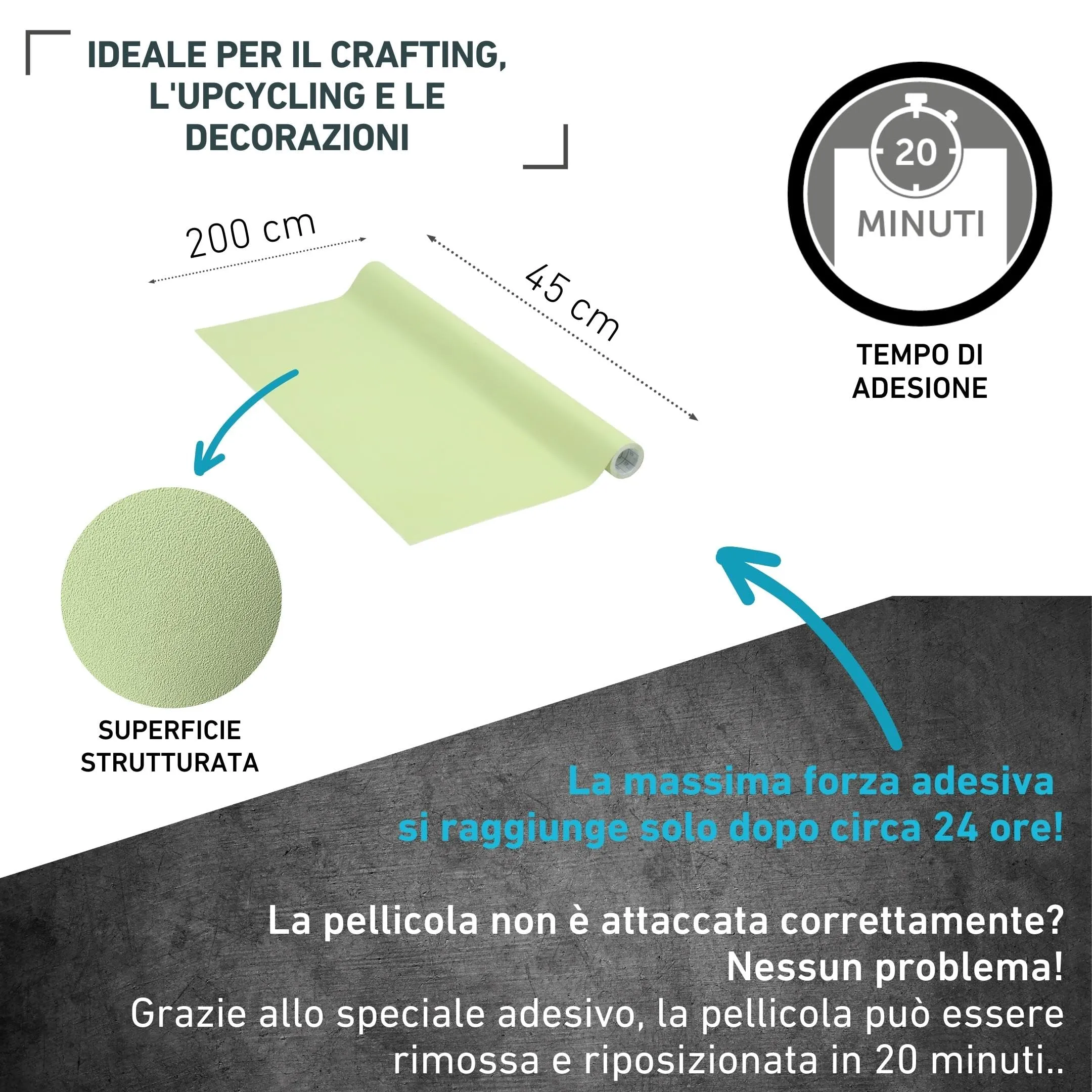 Venilia Pellicola Adesiva Opaca in PVC, Pistacchio, 45 x 200 cm - immagine 2