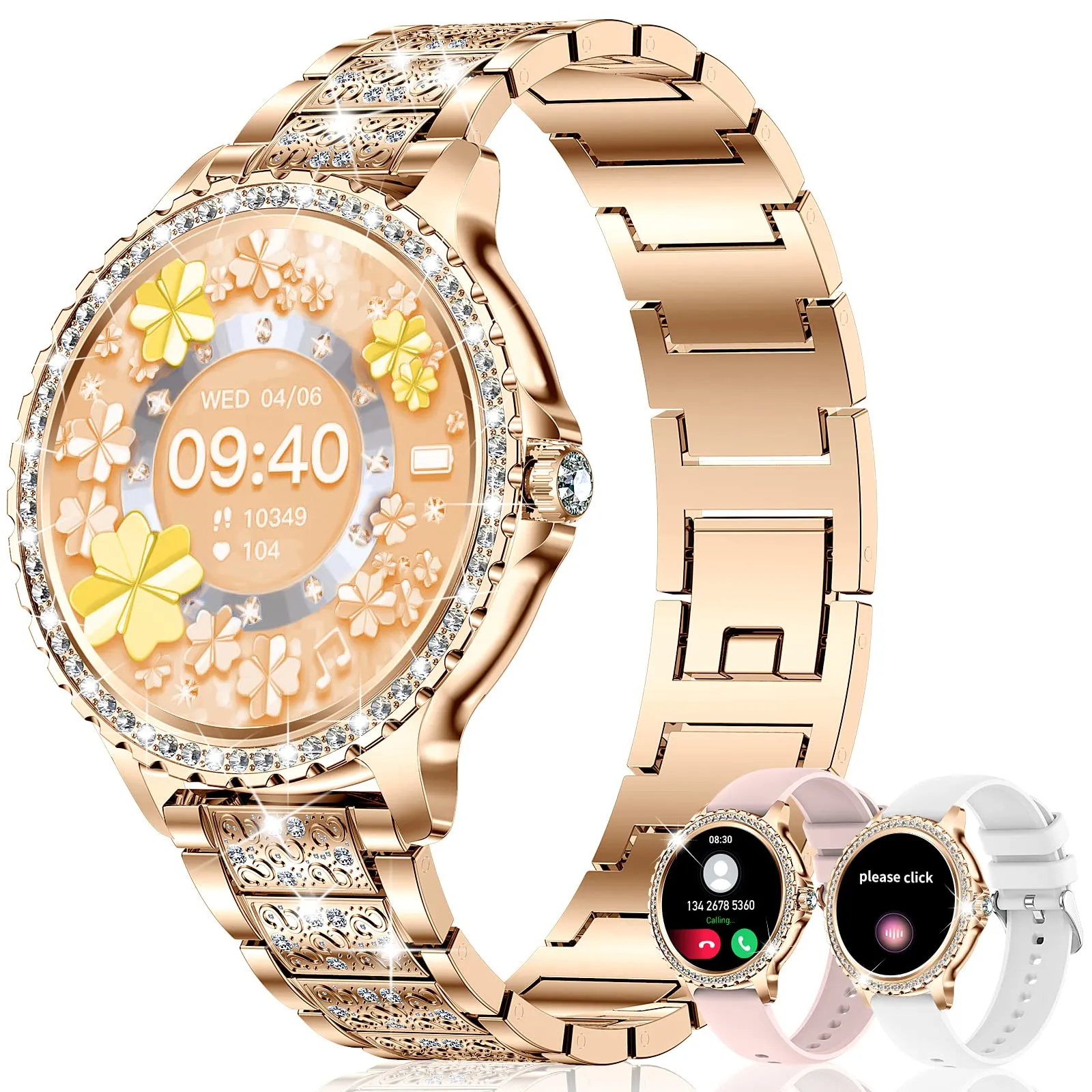 fitonyo Smartwatch Donna Diamond 1.32'' con Chiamate Bluetooth, Cardiofrequenzimetro, SpO2 e Monitoraggio del Sonno per iOS e Android - immagine 1