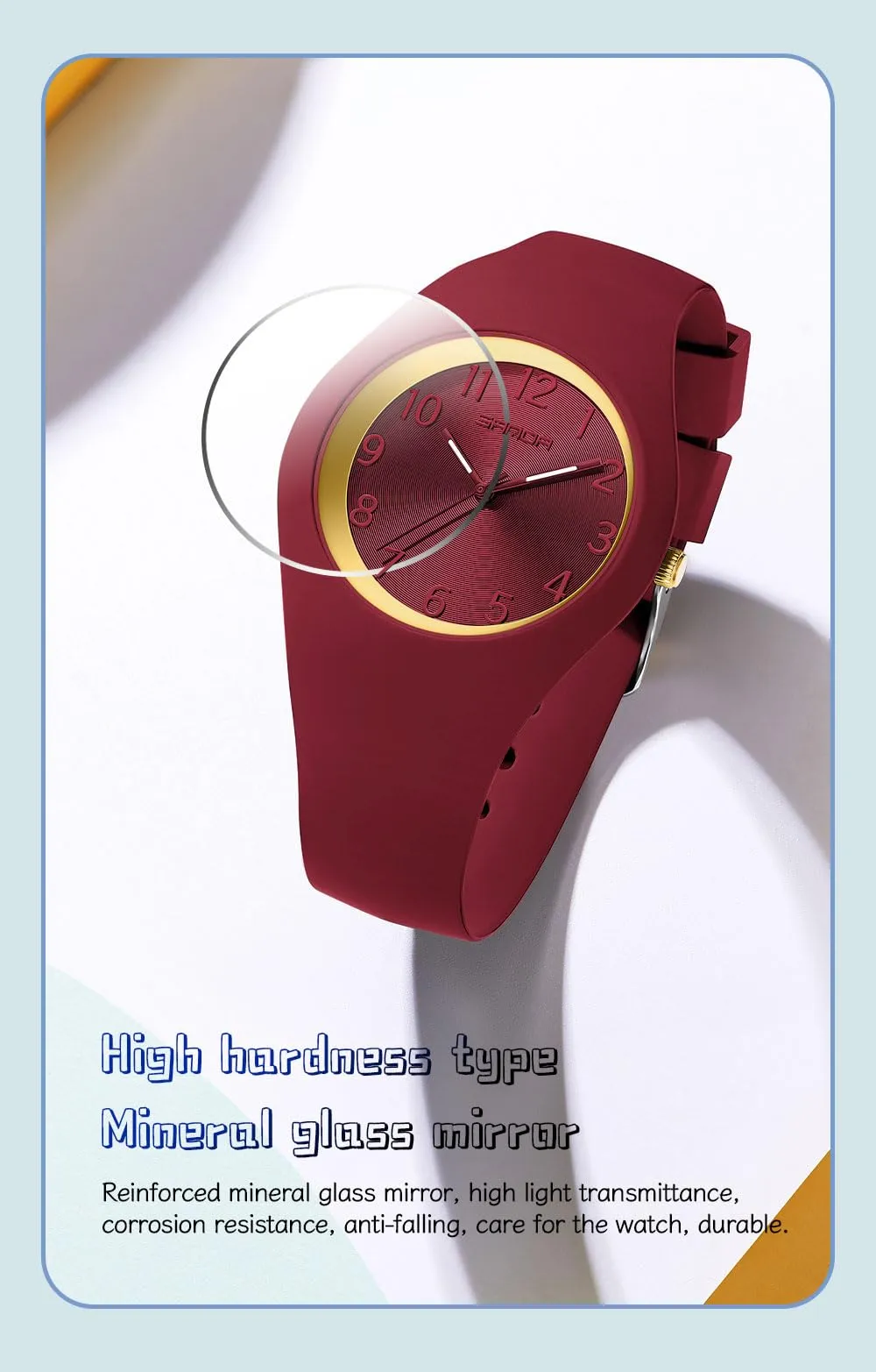 Forrader Orologio da Donna Impermeabile Sportivo con Cinturino in Silicone (Rosso) - immagine 4