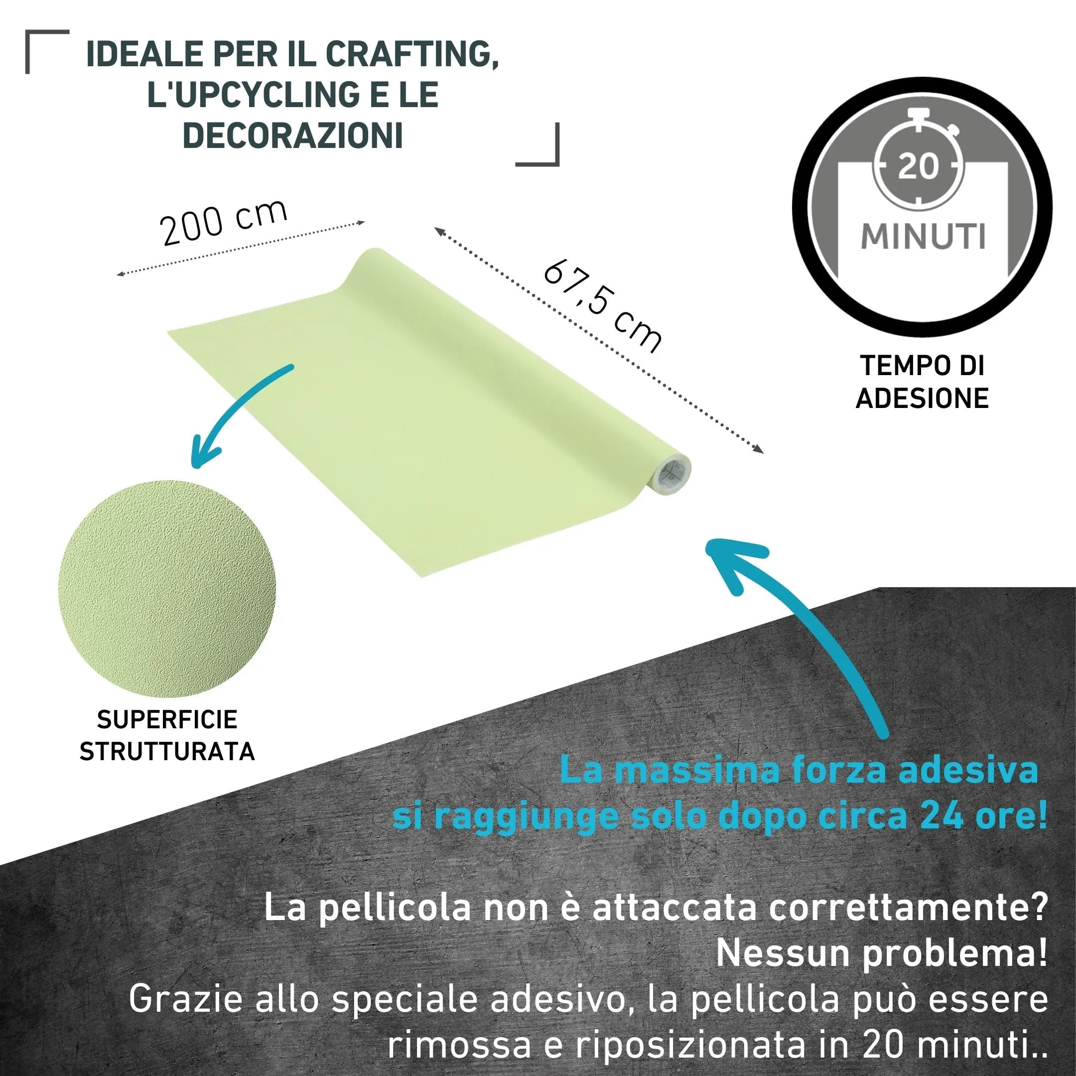 Venilia Pellicola adesiva opaca in PVC, Pistacchio, 67,5 x 200 cm - immagine 2