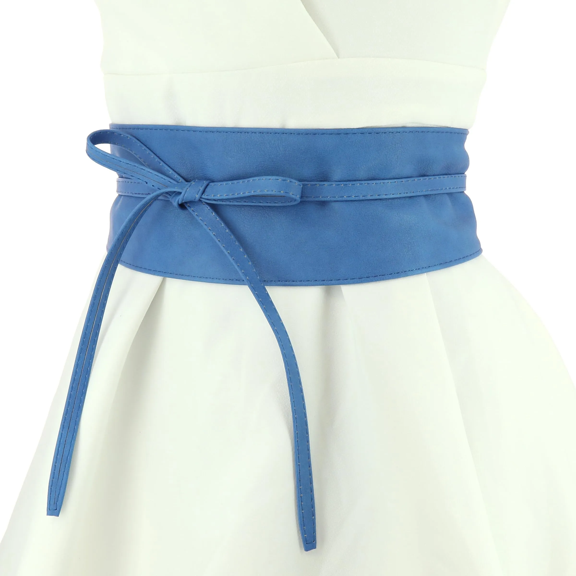 FASHIONGEN Cintura Obi da donna in similpelle, Ciano, S-M - immagine 5