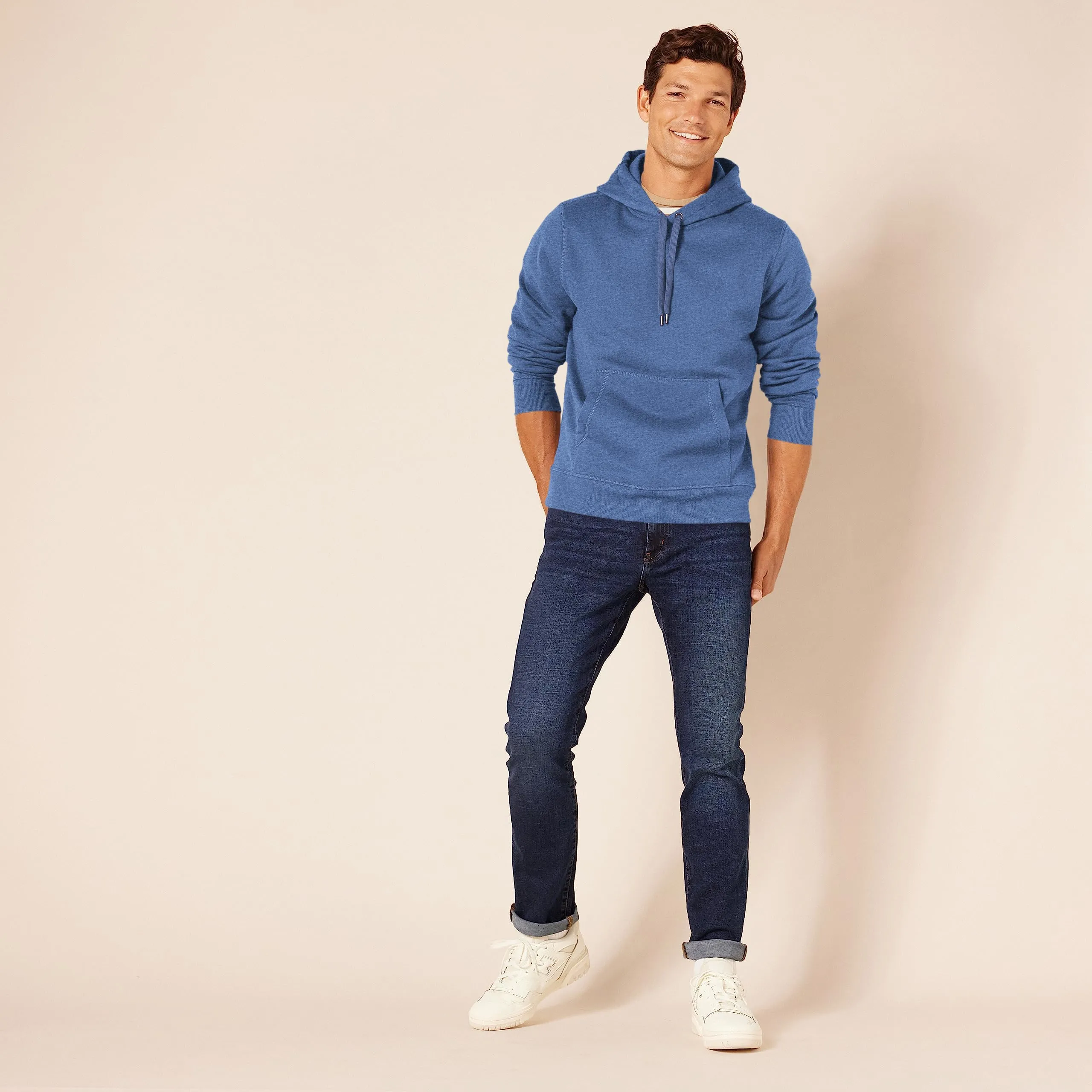 Amazon Essentials Felpa con Cappuccio Uomo, Blu Puntinato, XS - immagine 4
