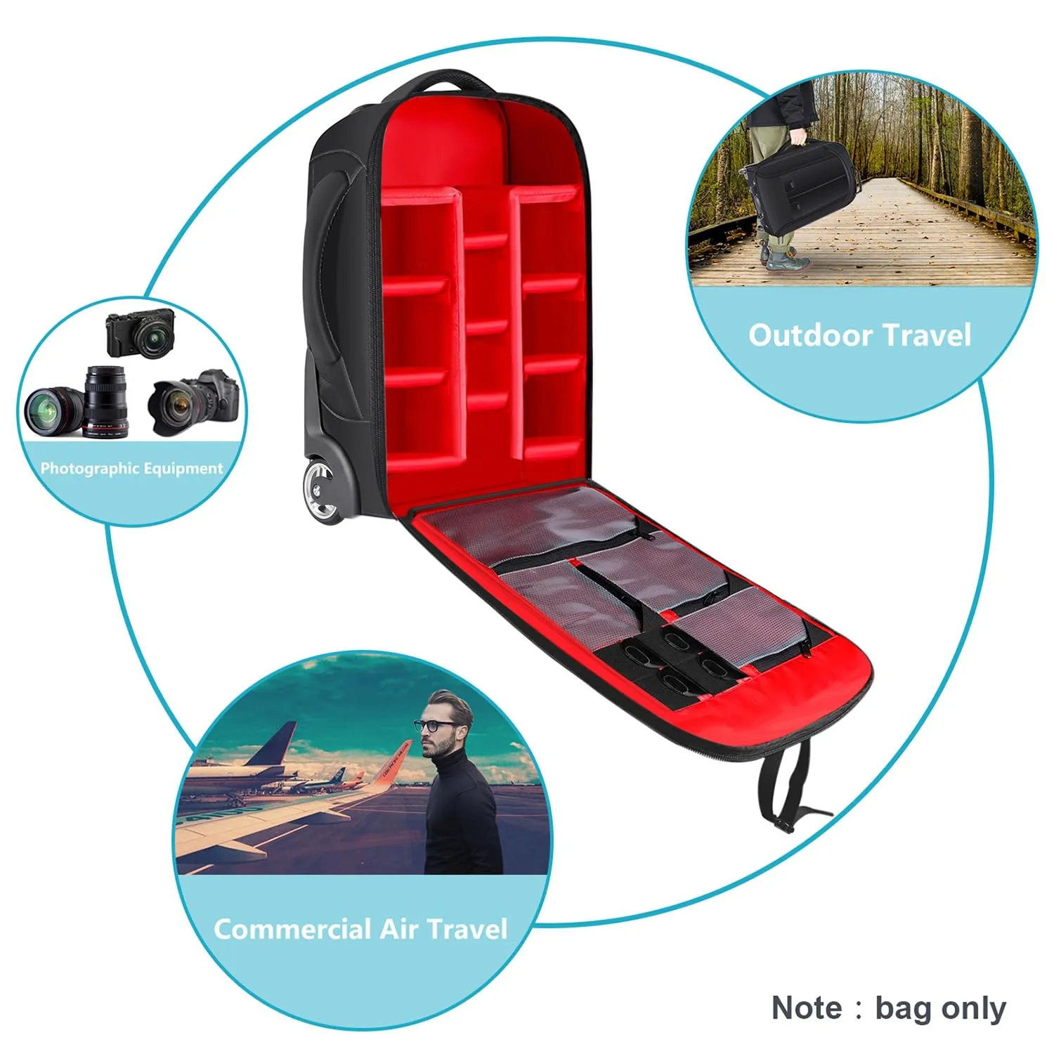 Neewer 2 in 1 Rolling Camera Backpack Suitcase - immagine 6