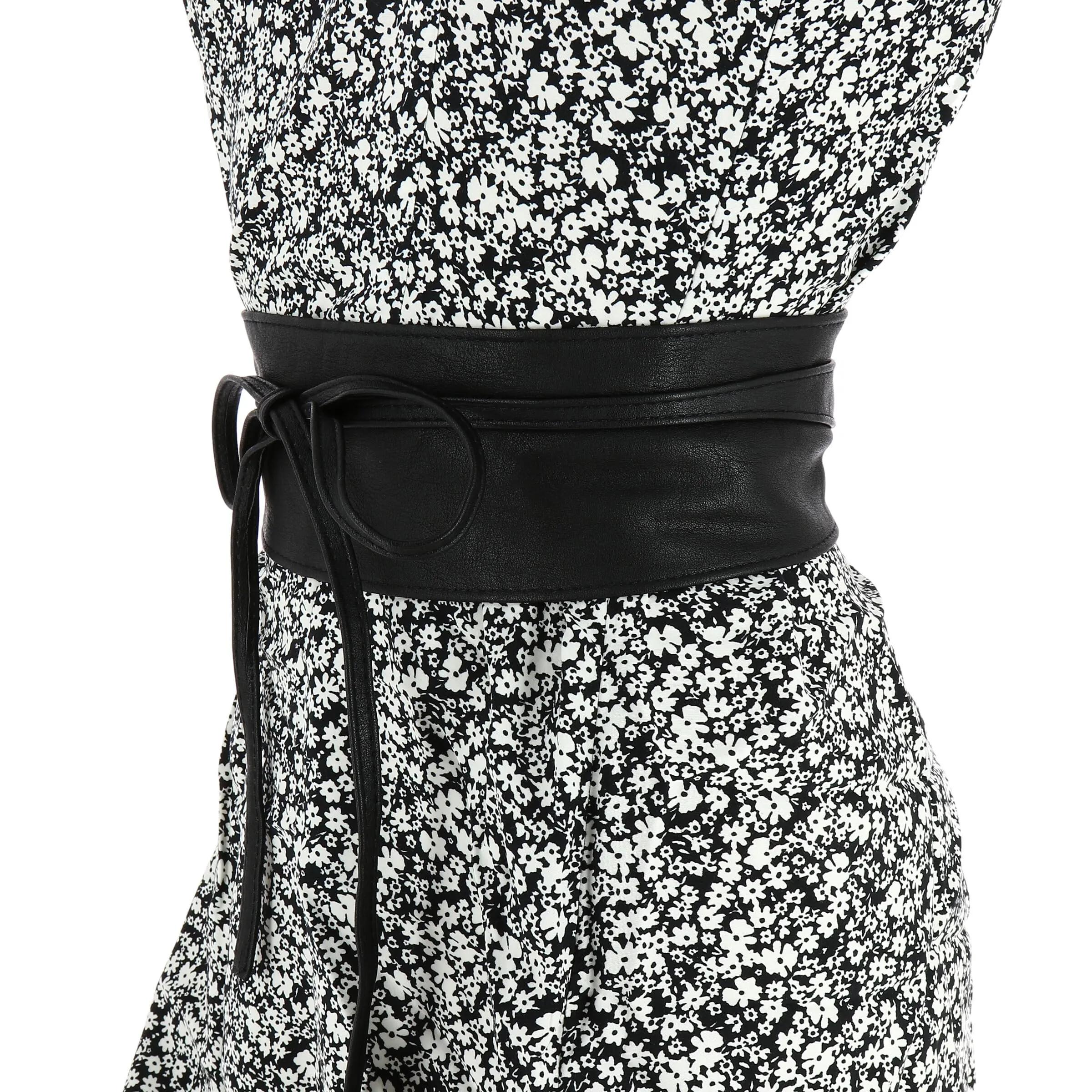 FASHIONGEN Cintura Obi da donna in similpelle, Nero, 2XL - immagine 5