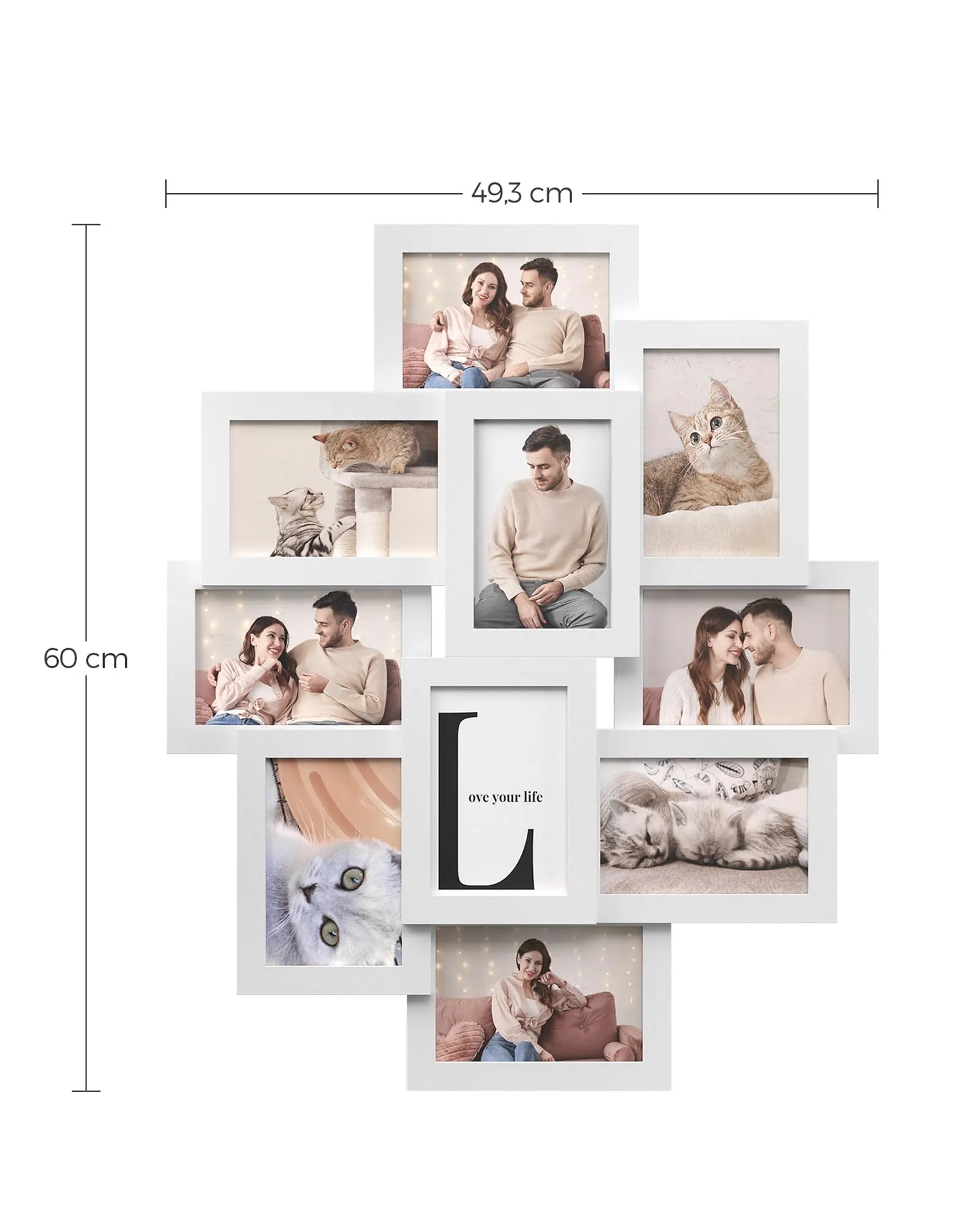 SONGMICS Collage di 10 Cornici per Foto 10 x 15 cm, Bianco Nuvola RPF20WT - immagine 3