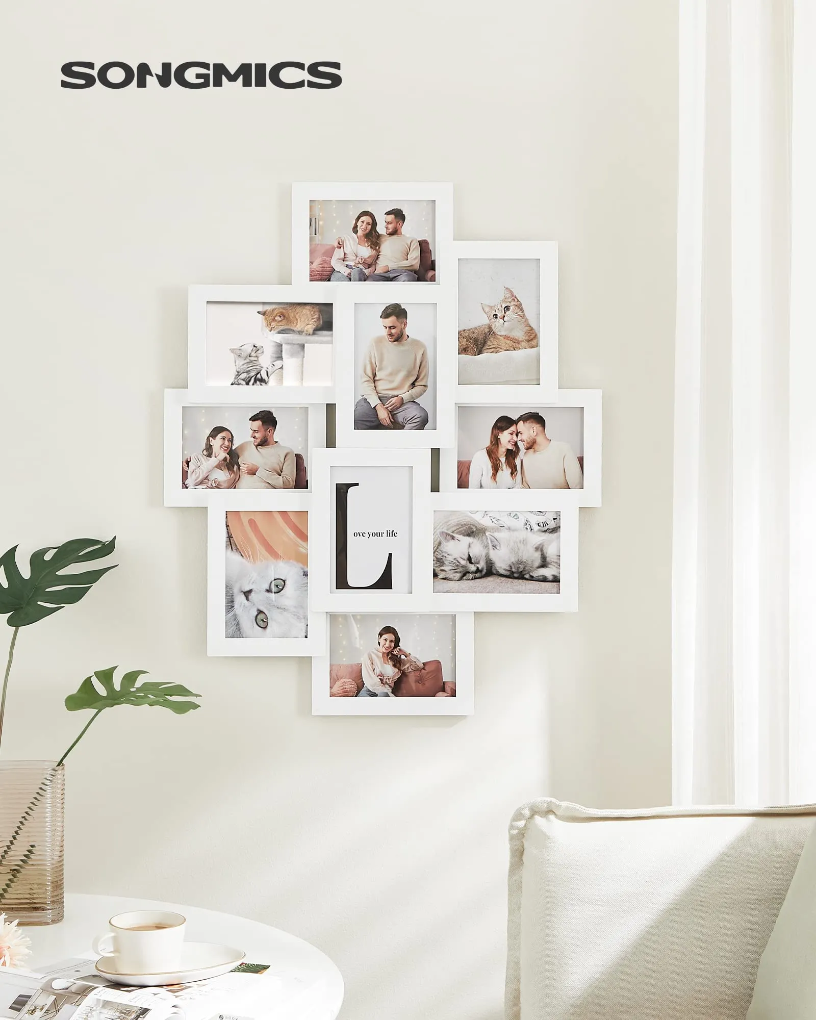 SONGMICS Collage di 10 Cornici per Foto 10 x 15 cm, Bianco Nuvola RPF20WT - immagine 7
