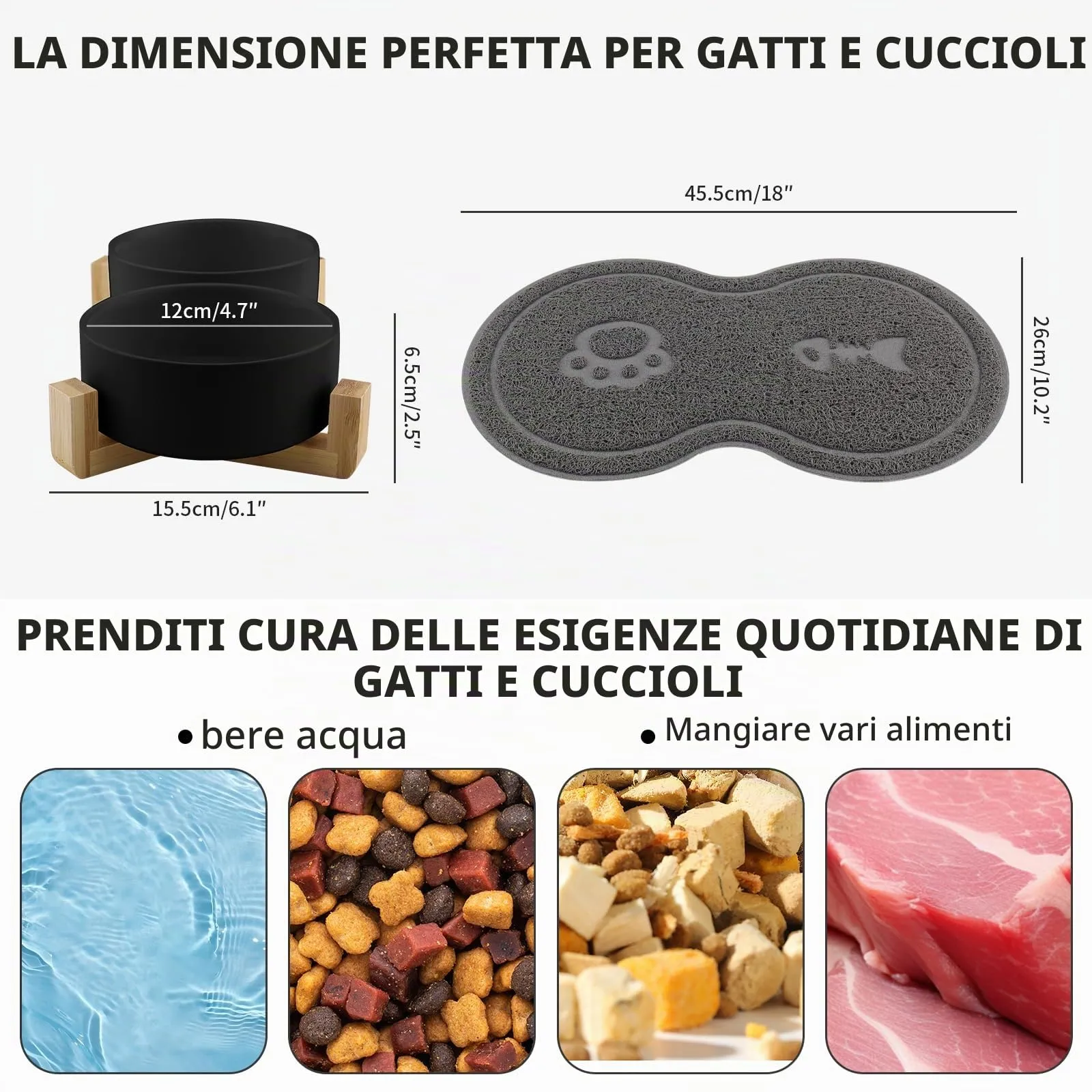 Zosenyer Ciotole per Gatti in Ceramica con Staffa, 400ml, Set da 2 Ciotole (Nero) - immagine 2