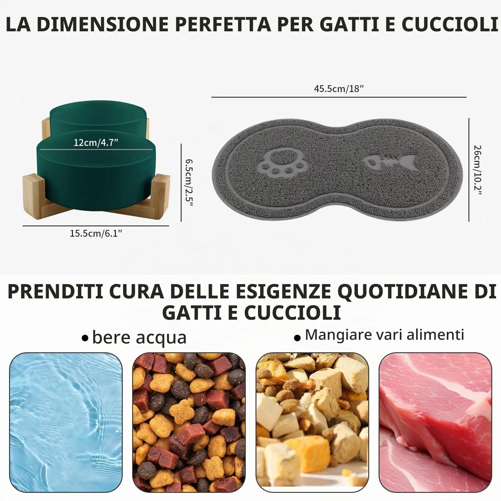 Zosenyer Ciotole per Gatti in Ceramica con Staffa, 400ml, Set da 2 Ciotole (Verde) - immagine 2