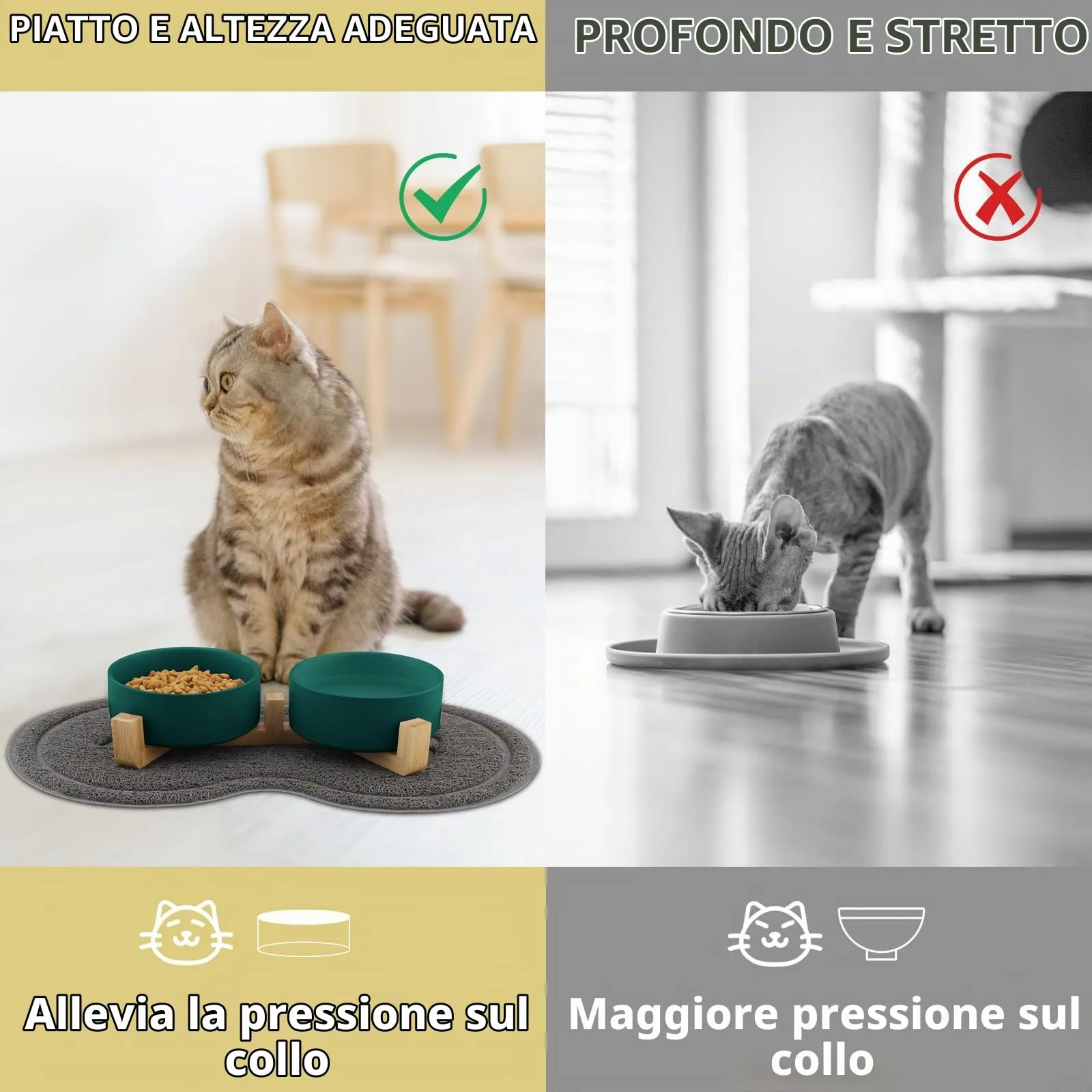 Zosenyer Ciotole per Gatti in Ceramica con Staffa, 400ml, Set da 2 Ciotole (Verde) - immagine 4