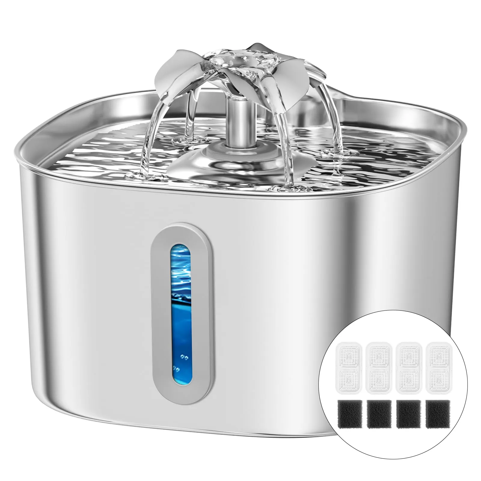 APAUK Fontanella per Gatti in Acciaio Inox 3.2L con 4 Filtri - immagine 1