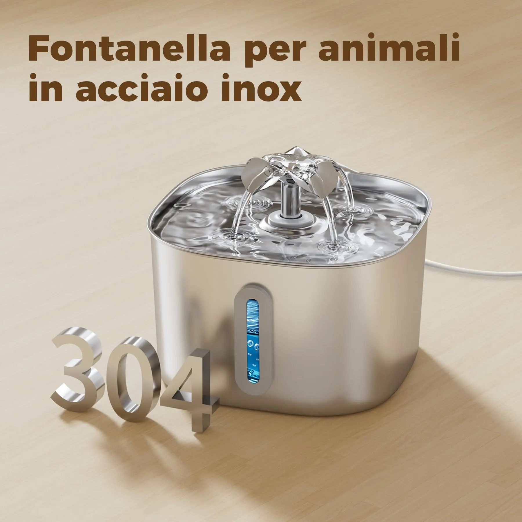 APAUK Fontanella per Gatti in Acciaio Inox 3.2L con 4 Filtri - immagine 2
