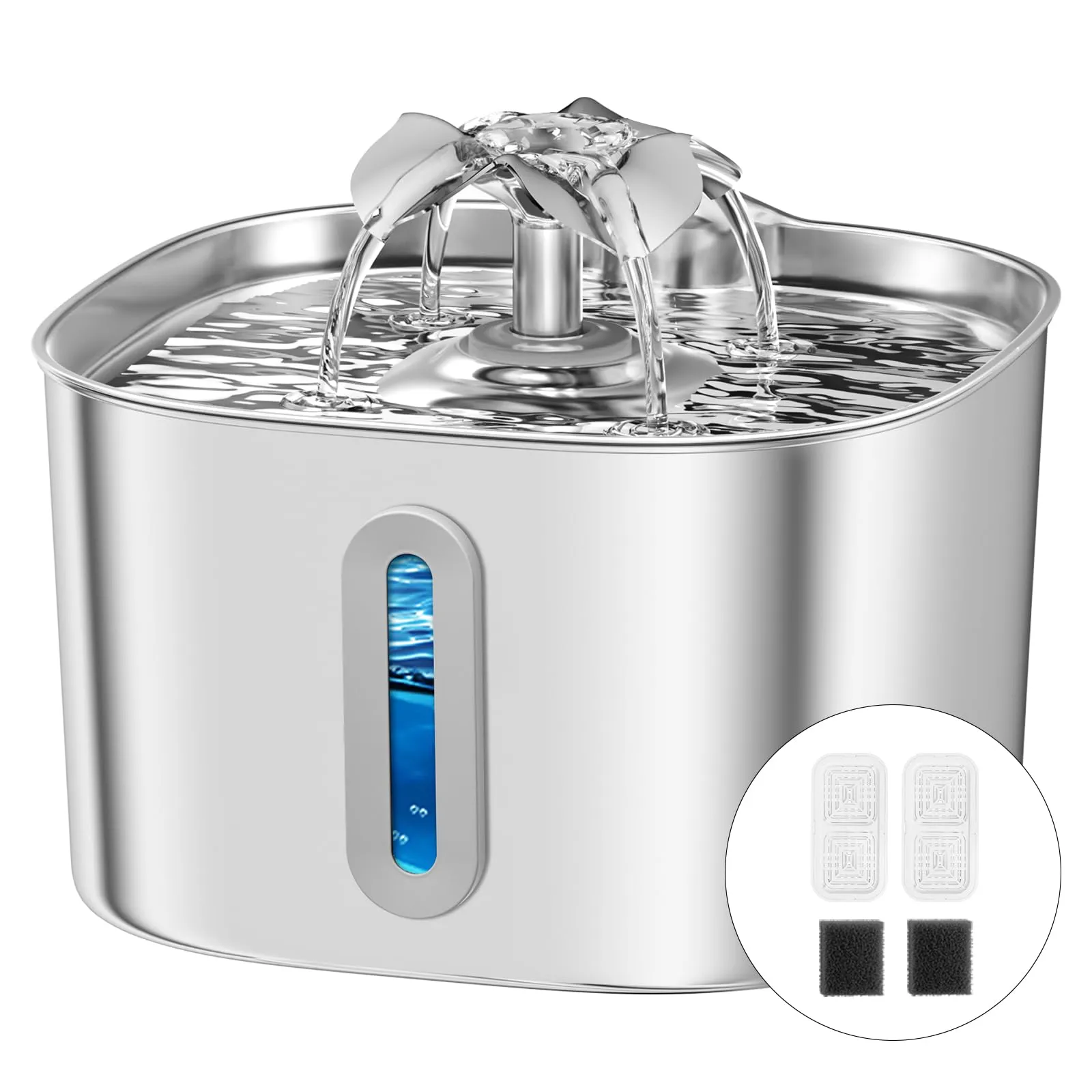 APAUK Fontanella per gatti in acciaio inox 3.2L con 2 filtri - immagine 1
