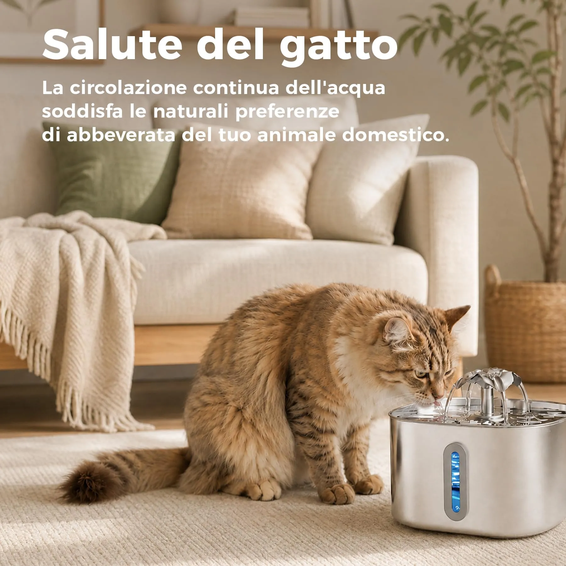 APAUK Fontanella per gatti in acciaio inox 3.2L con 2 filtri - immagine 6