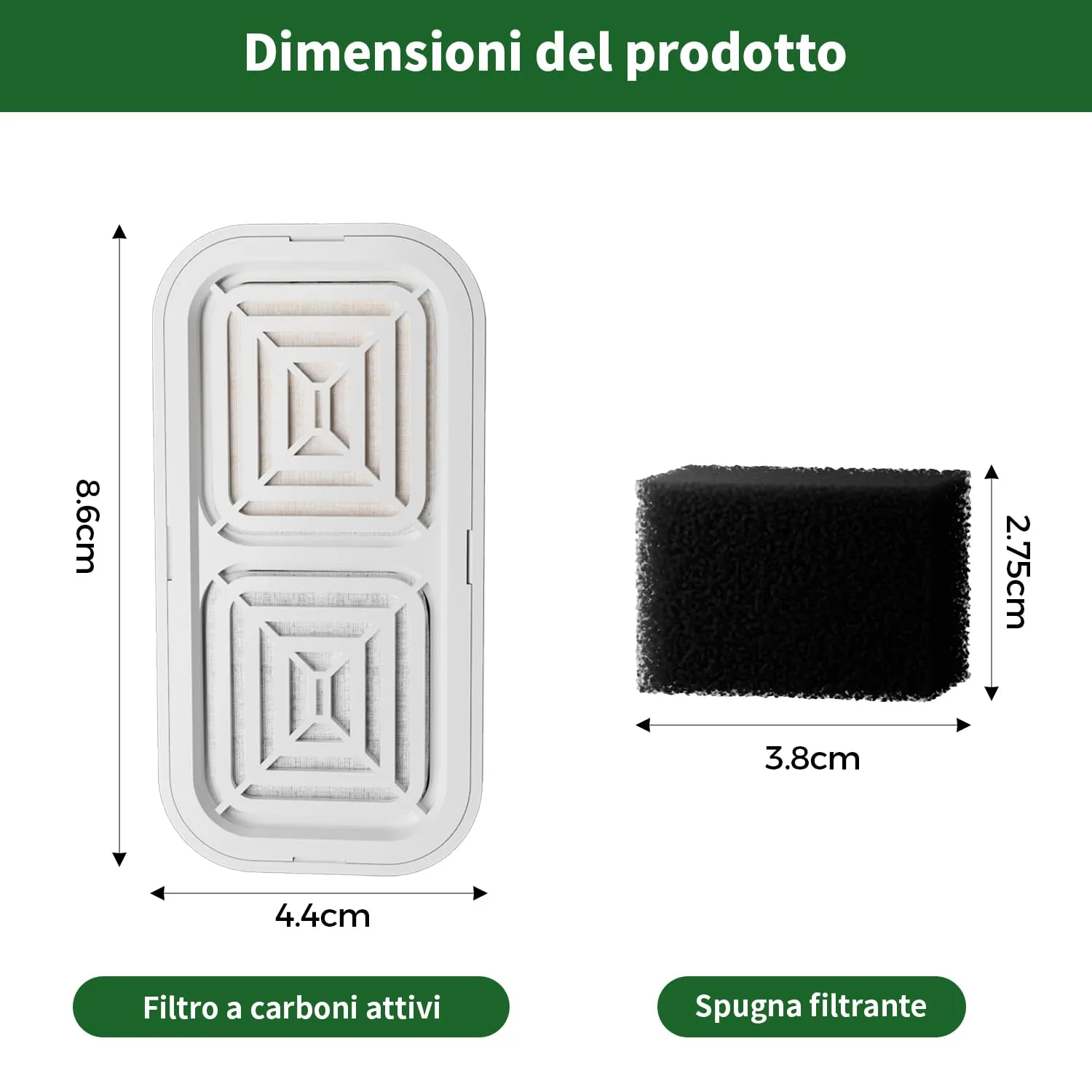 APAUK Filtri di ricambio e Spugne per fontanella animali 3,2L APFSS-3201 AP-WF-LC01, Confezione da 16 (8+8) - immagine 5