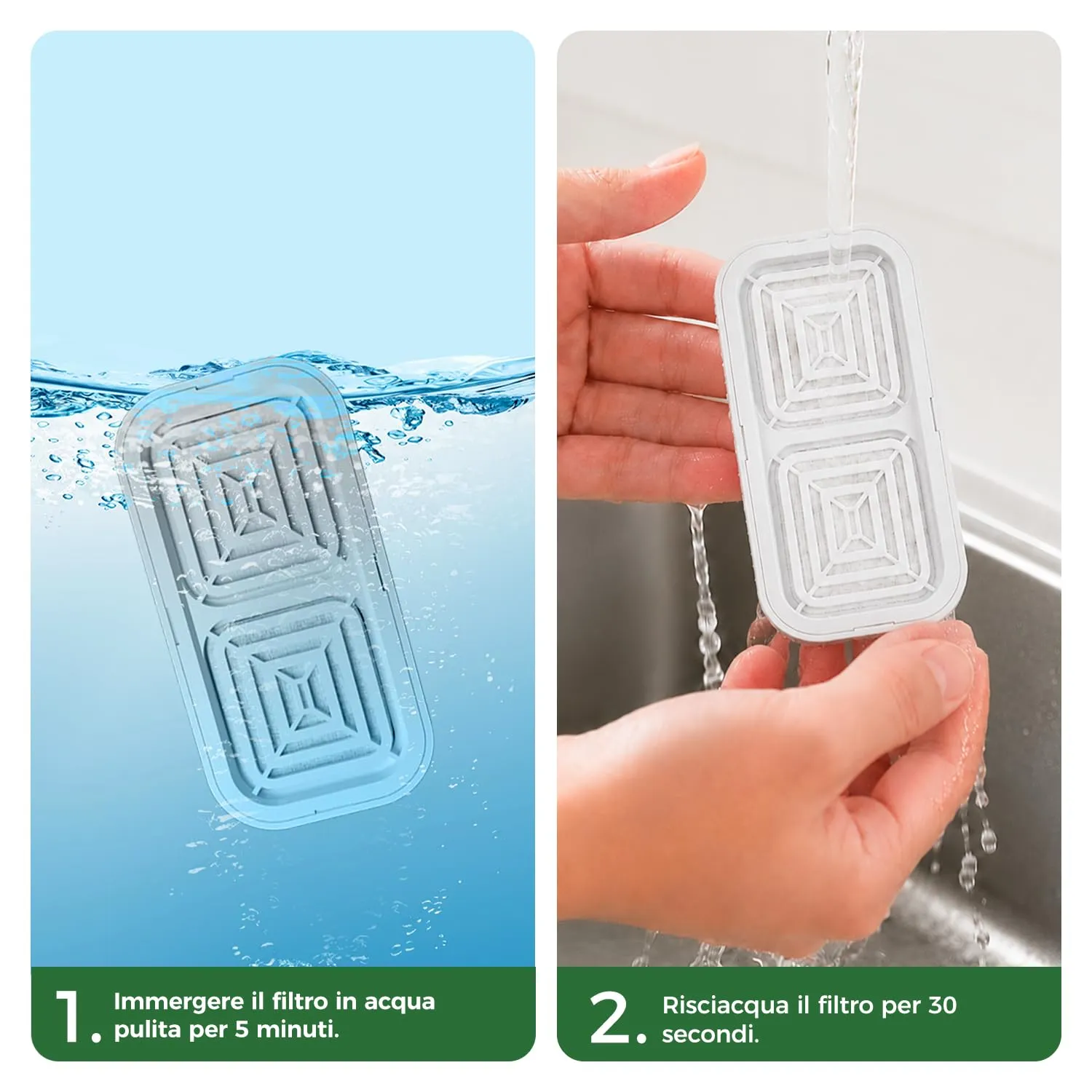 APAUK Filtri di ricambio e Spugne per fontanella animali 3,2L APFSS-3201 AP-WF-LC01, Confezione da 16 (8+8) - immagine 6