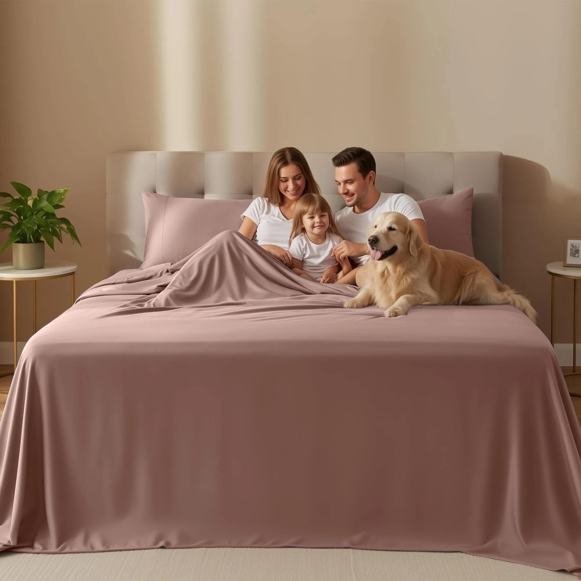 Utopia Bedding Set di lenzuola per letto Queen Size, 4 pezzi, microfibra, rosa cipria - immagine 2
